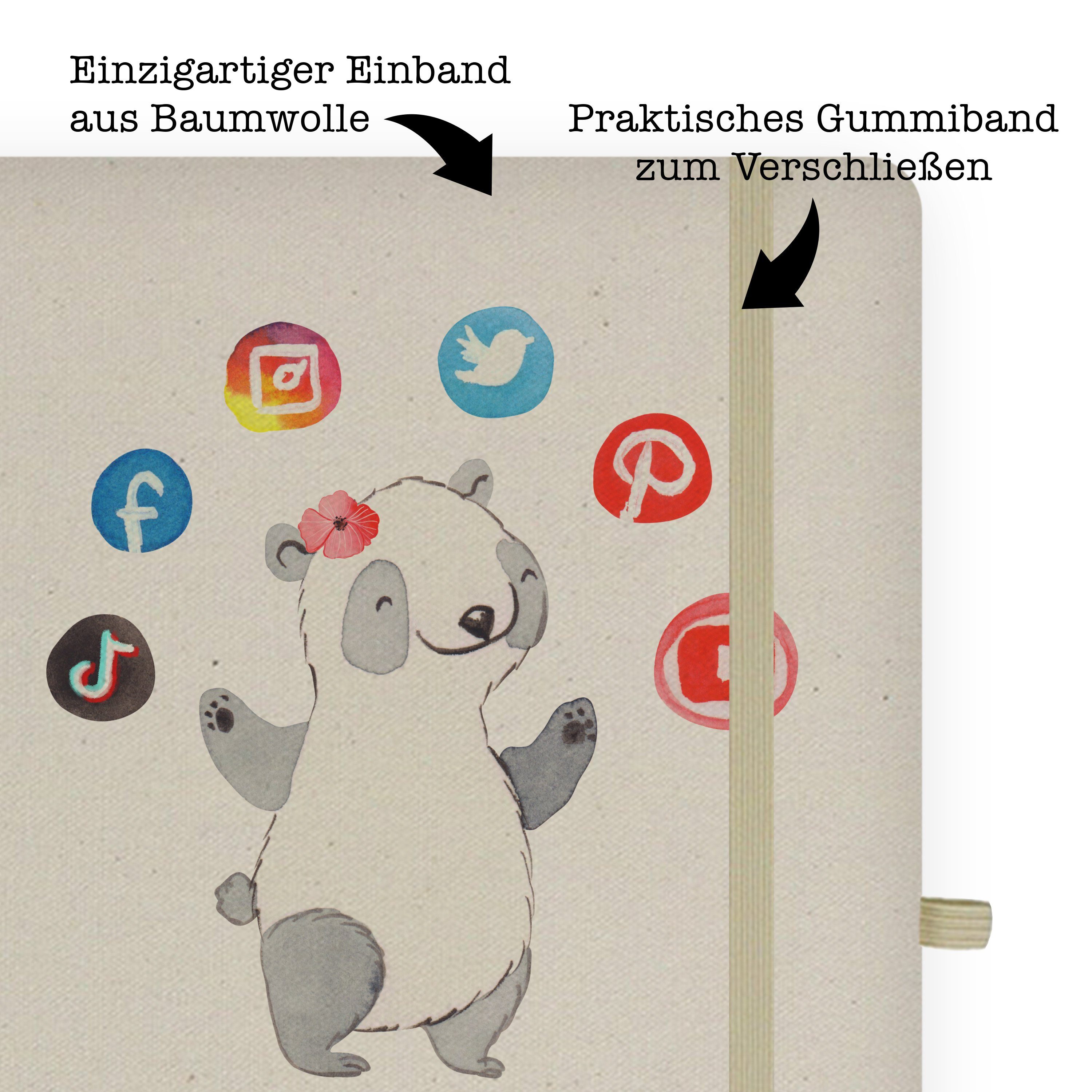 mit Transparent Panda Mrs. Mrs. Danke, Geschenk, Media Herz Panda & Managerin Mr. - - Notizbuch & Social Noti Mr.