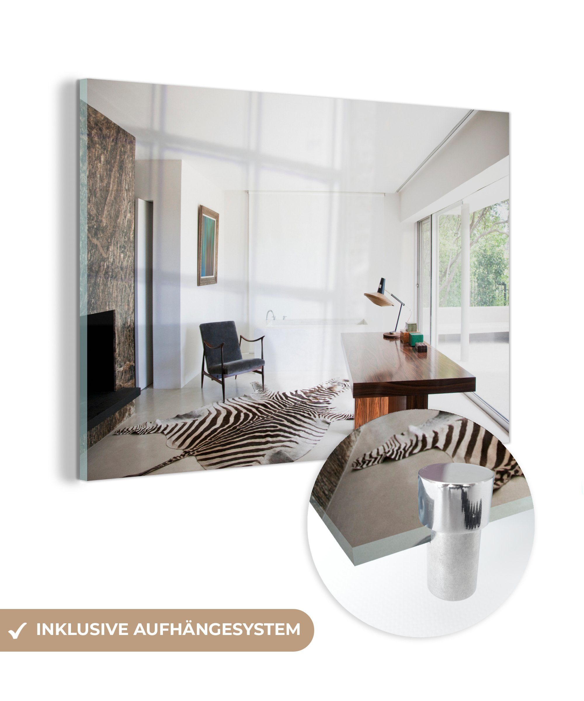 MuchoWow Acrylglasbild Heimbüro, (1 St), Acrylglasbilder Wohnzimmer & Schlafzimmer