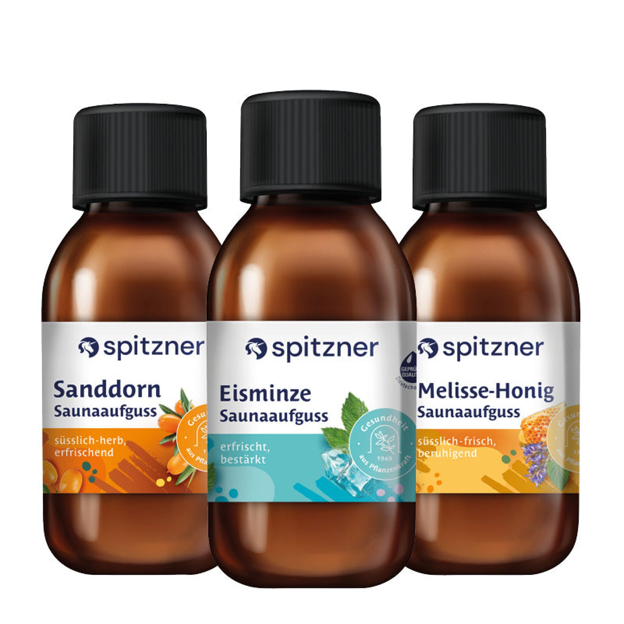 Spitzner Aufgusskonzentrat Spitzner Saunaaufguss Set Klar & Frisch 3x125 ml Wellness Sauna