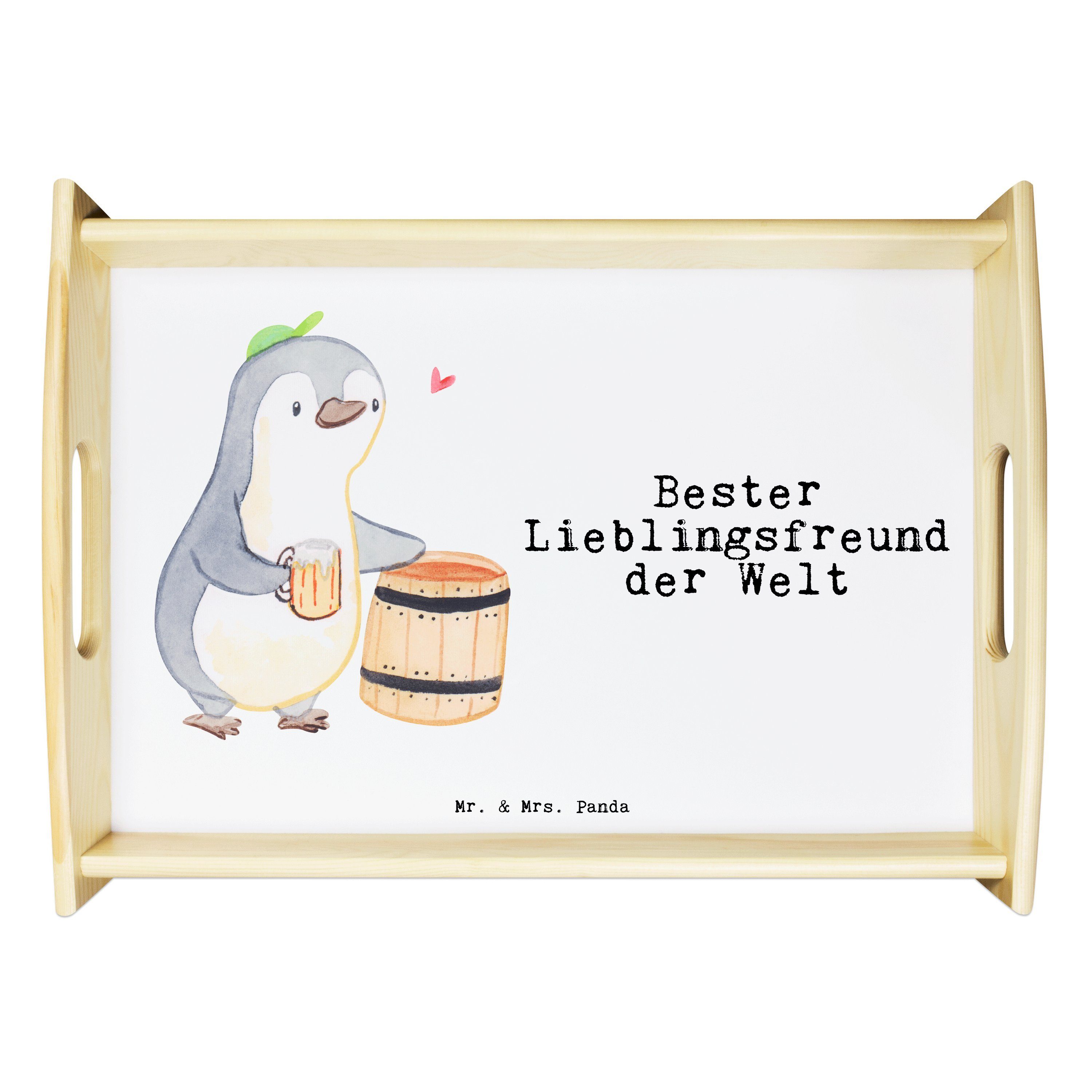 Mr. & Mrs. Panda Tablett Bester Echtholz - Lieblingsfreund Weiß der lasiert, Welt Bedanken, Geschenk, - Pinguin (1-tlg)
