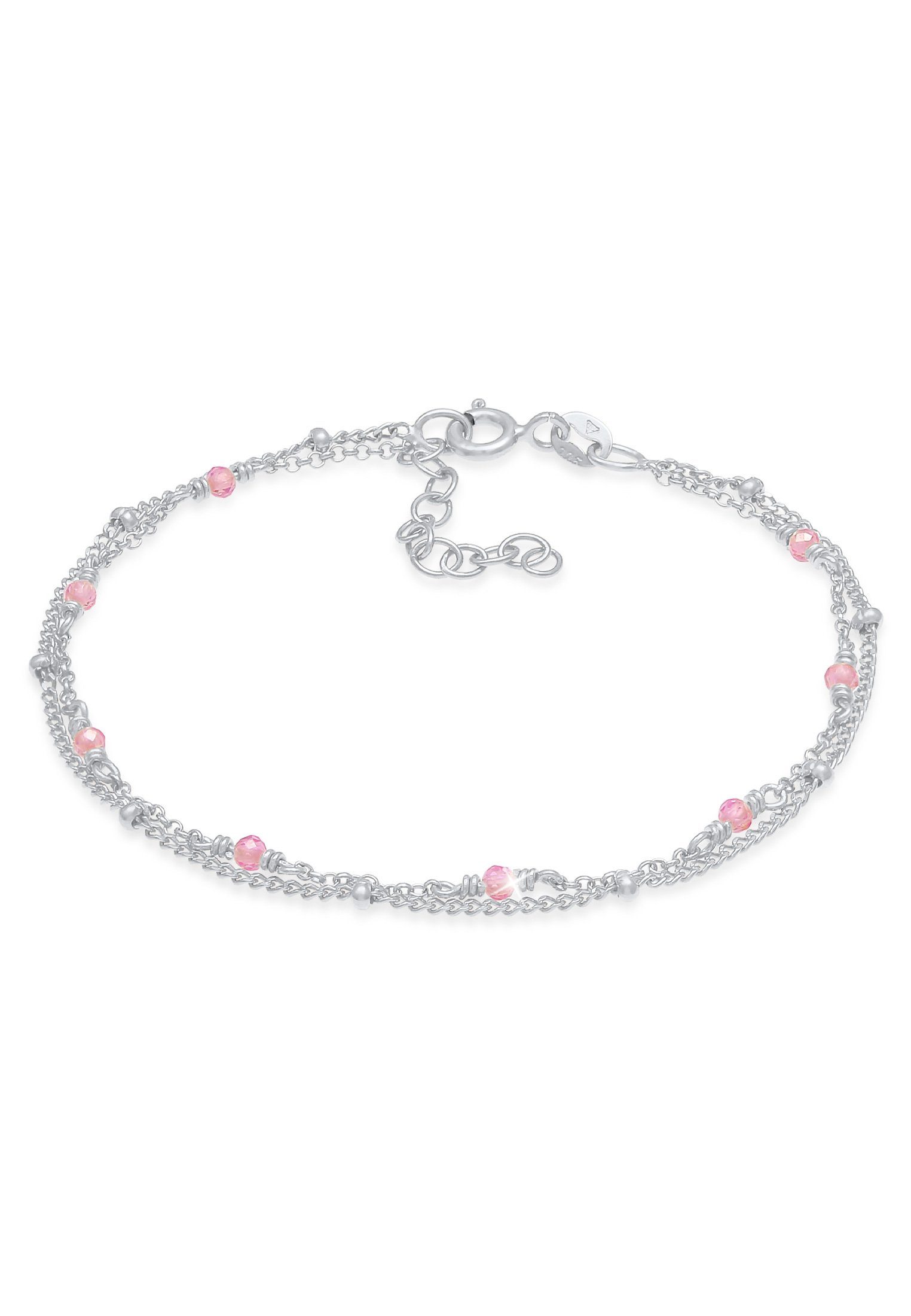 Elli Armband Kugel Rosa Quarz Perlen Layer 925 Silber