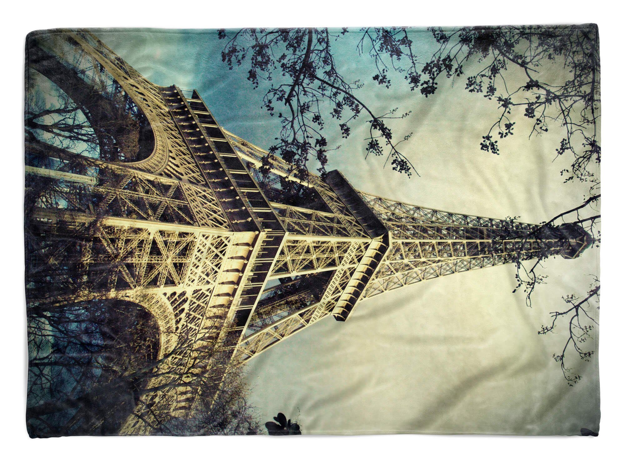 H, Sinus Kuscheldecke Fotomotiv Eiffelturm (1-St), Handtuch Art mit Saunatuch Paris Strandhandtuch Handtücher Handtuch Baumwolle-Polyester-Mix