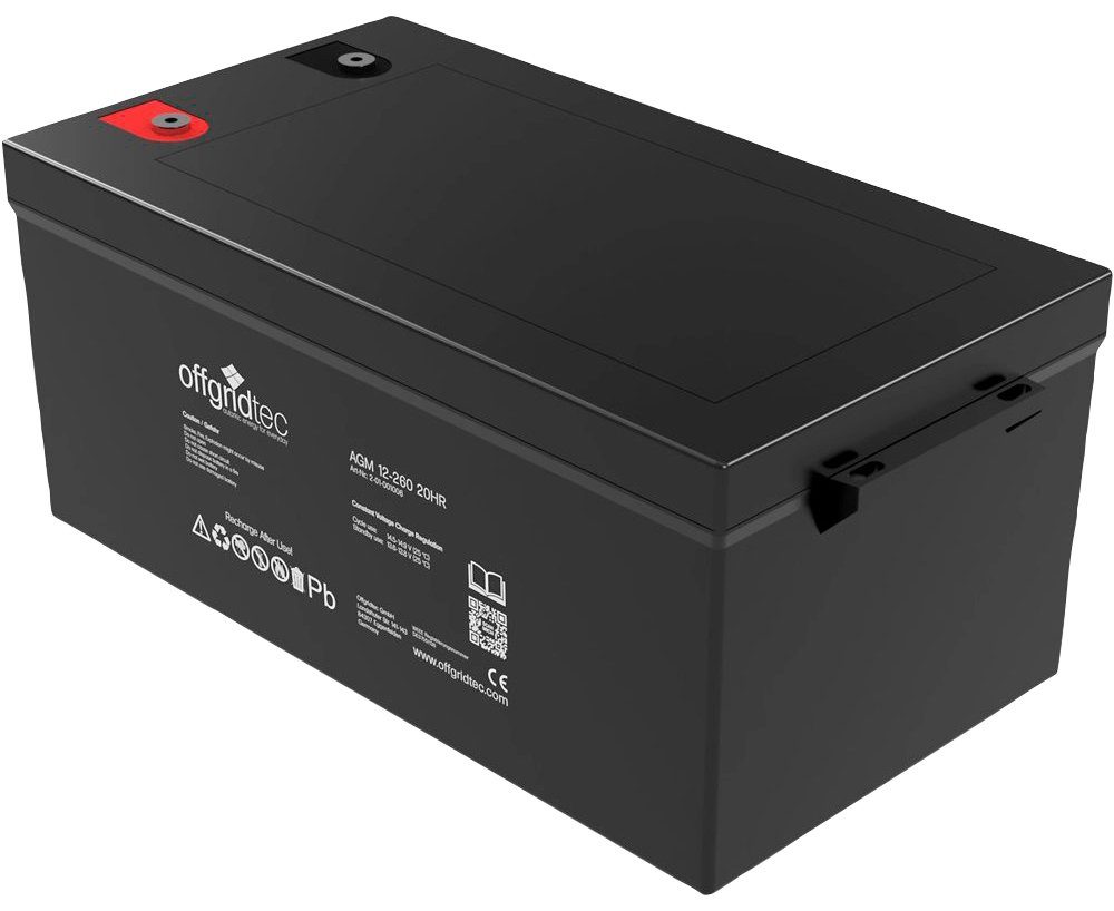 offgridtec AGM Solarbatterie Solarakkus 260000 mAh (12 V, 1 St), Schraubbare M8-Terminals