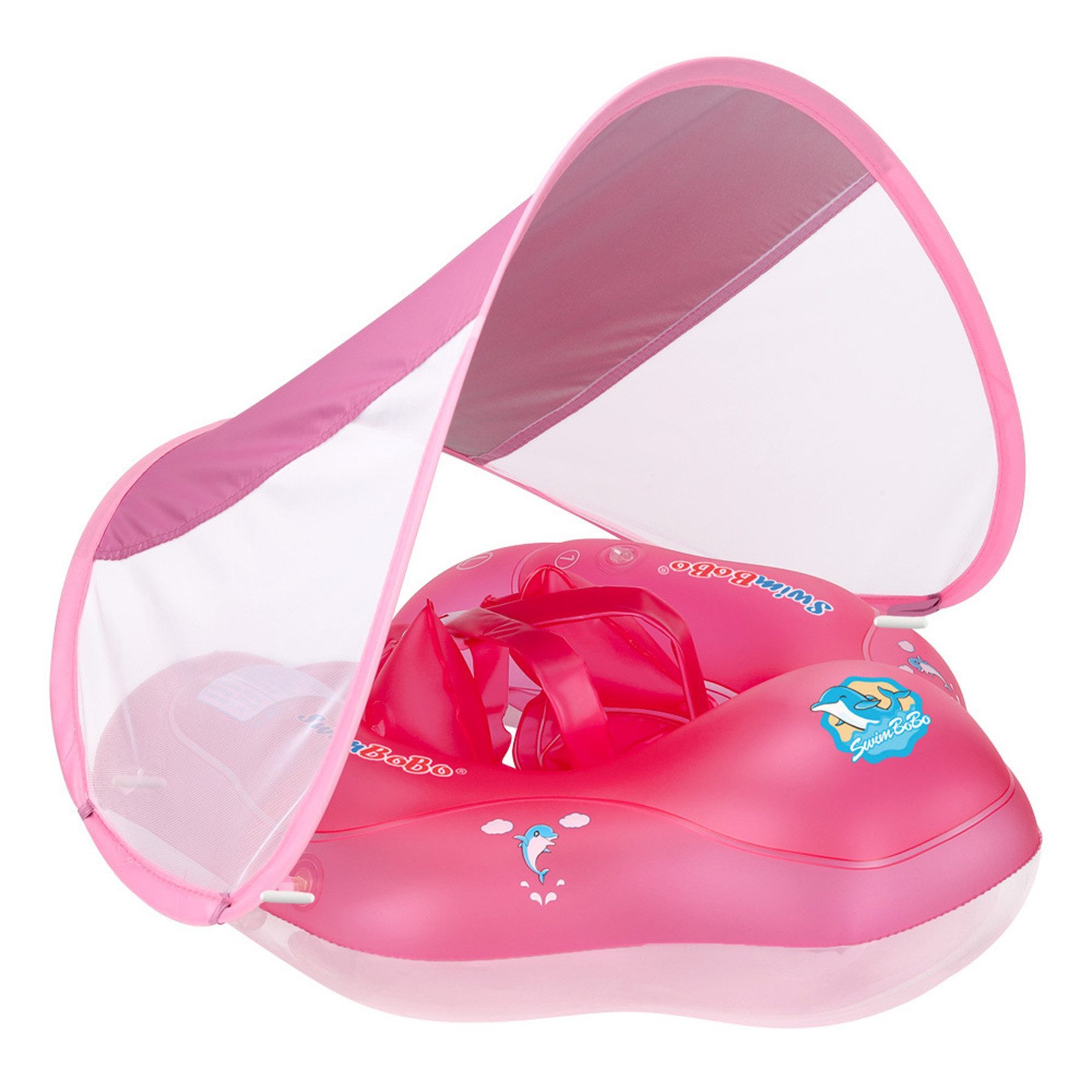 Mutig Schwimmring Schwimmring Baby, Aufblasbarer Baby Schwimmkörper mit Sicherheitssitz (Baby Schwimmreifen mit UPF50+ Sonnenschutz & Abnehmbarem Sonnendach, Schwimmhilfe für Kleinkinder ab 6, 7, 8, 9, 10, 11 Monate), ab 1, 2 Jahr