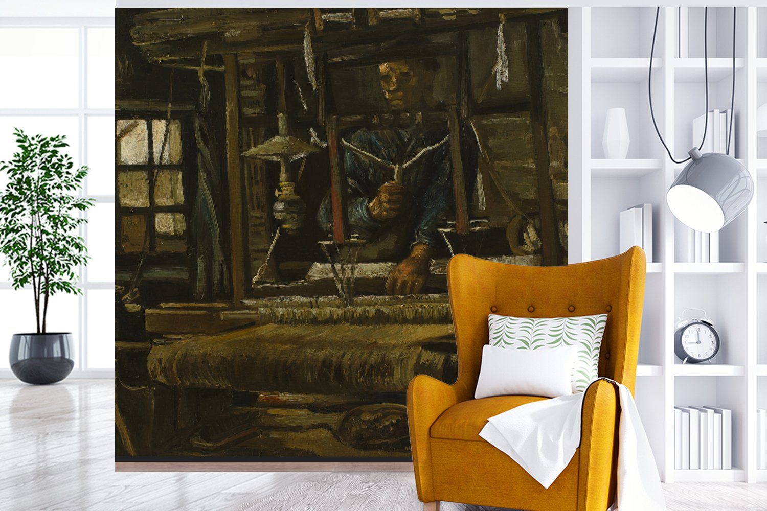 Schlafzimmer bedruckt, (4 Die Weberin Wohnzimmer - Matt, Fototapete für Fototapete Gogh, Küche, Vliestapete St), MuchoWow Vincent van