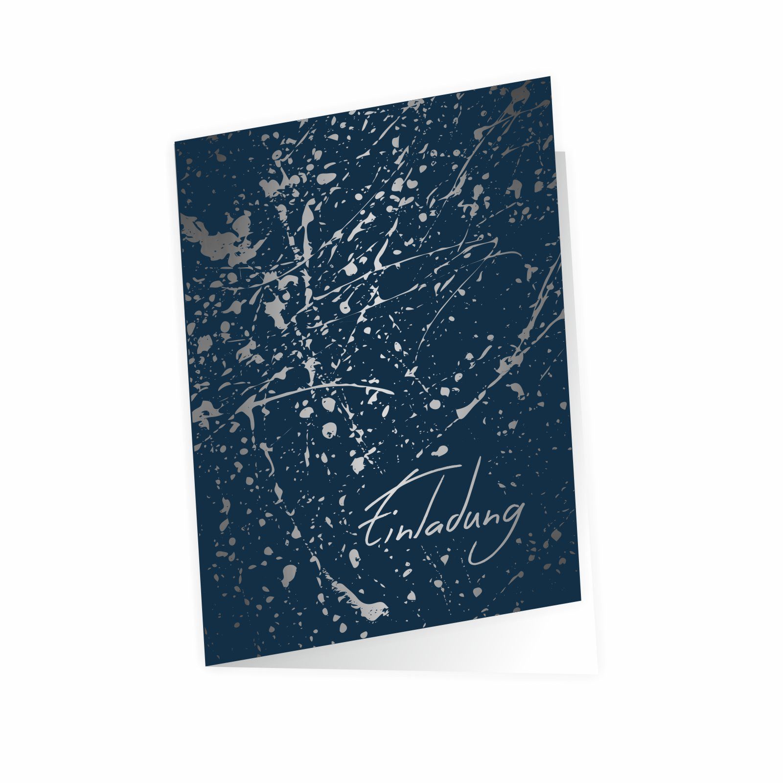 nikima Einladungskarten 10 Klapp-Einladungskarten Splash Silber inkl. Umschlag