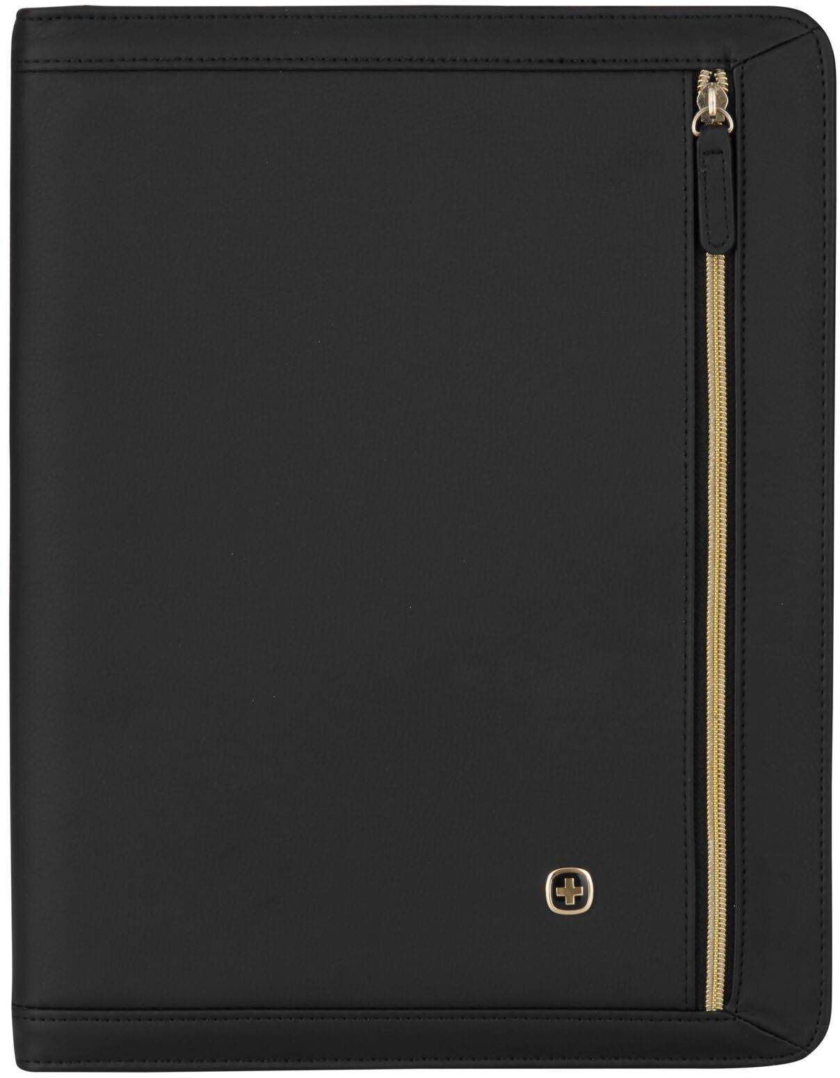 Wenger Schreibmappe Amelie, schwarz, mit 10-Zoll Tabletfach, Übersichtliche  Steckfächer für Kabel, Ladegerät, Handy, Stifte und Visitenkarten