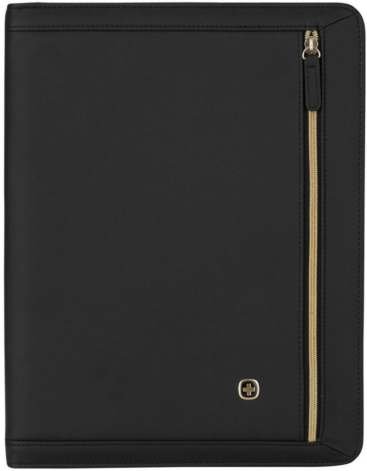 Wenger Schreibmappe Amelie, schwarz, mit 10-Zoll Tabletfach, Übersichtliche  Steckfächer für Kabel, Ladegerät, Handy, Stifte und Visitenkarten