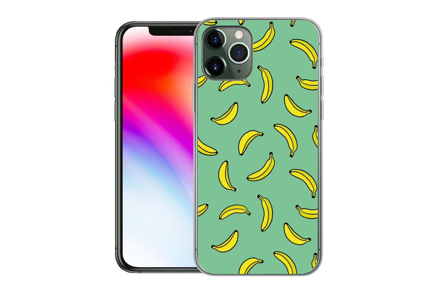 MuchoWow Handyhülle für Apple iPhone 11 Pro Bananen - Gelb - Grün - Druck, Smartphone-Bumper, Print, Handy Schutzhülle Dünn