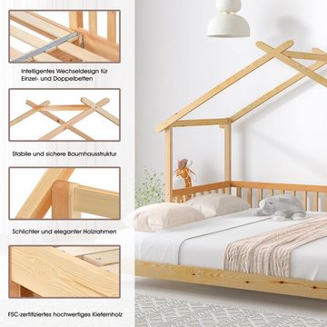 REDOM Bett Erweiterbares Baumhausbett, Hausbett, Kinderbett 200x90cm (Das Bett enthält keine Matratze), Ohne Matratze