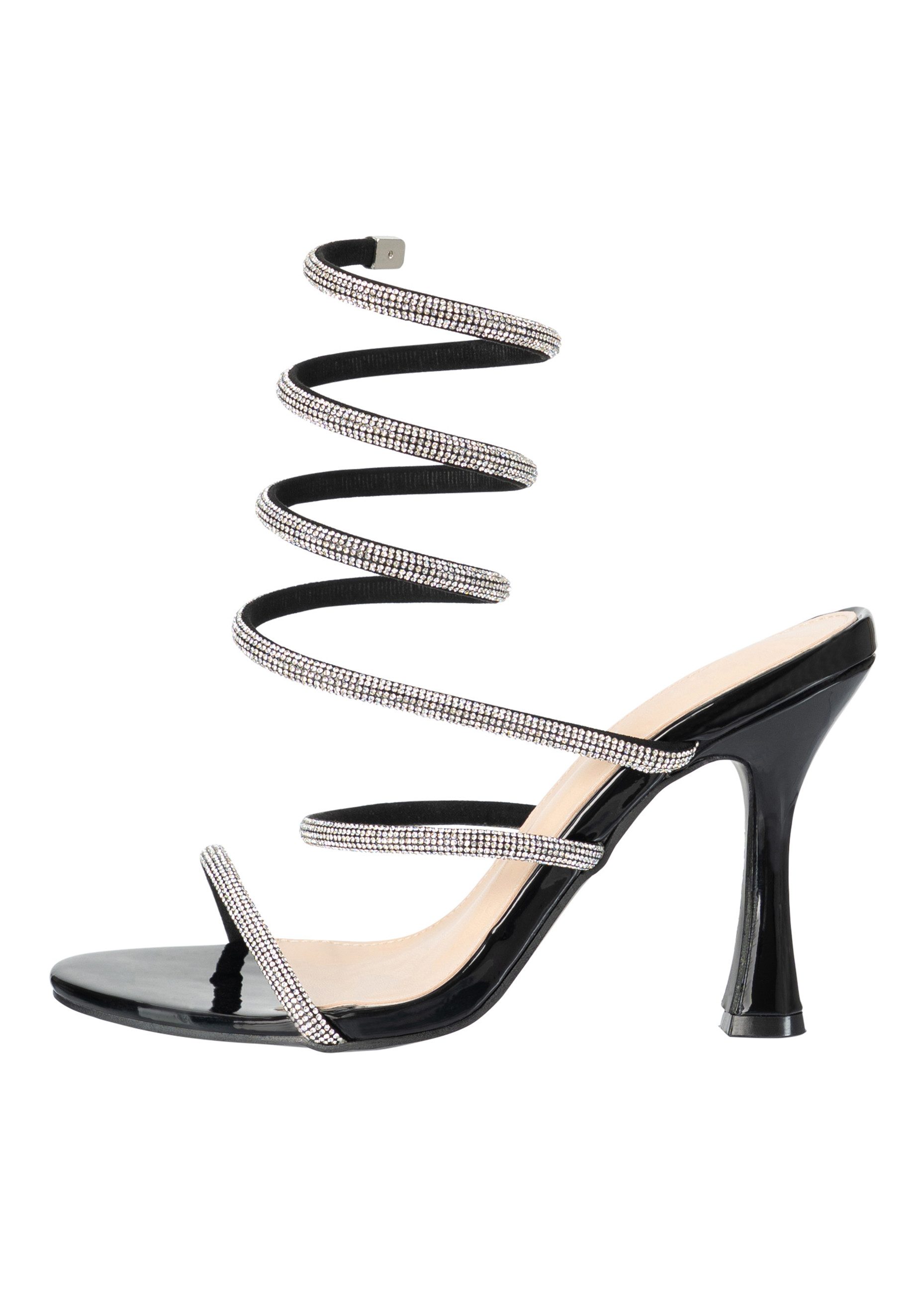 Day Vine Damen Strass High-Heels mit Spiralriemen und hohem Absatz Sandalette