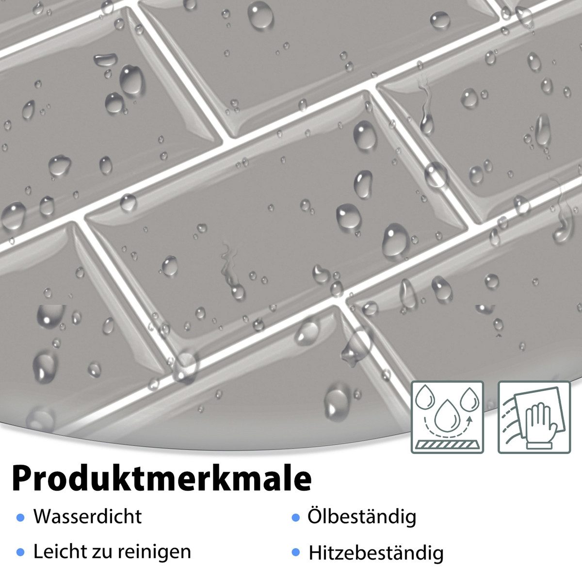 FIVMEN Küchenrückwand 30cmx30cm Fliesenaufkleber Küche PVC Klebefliesen mit Glänzend, Selbstklebendes Wasserdichtes, Wandfliesen Dekor, Grau
