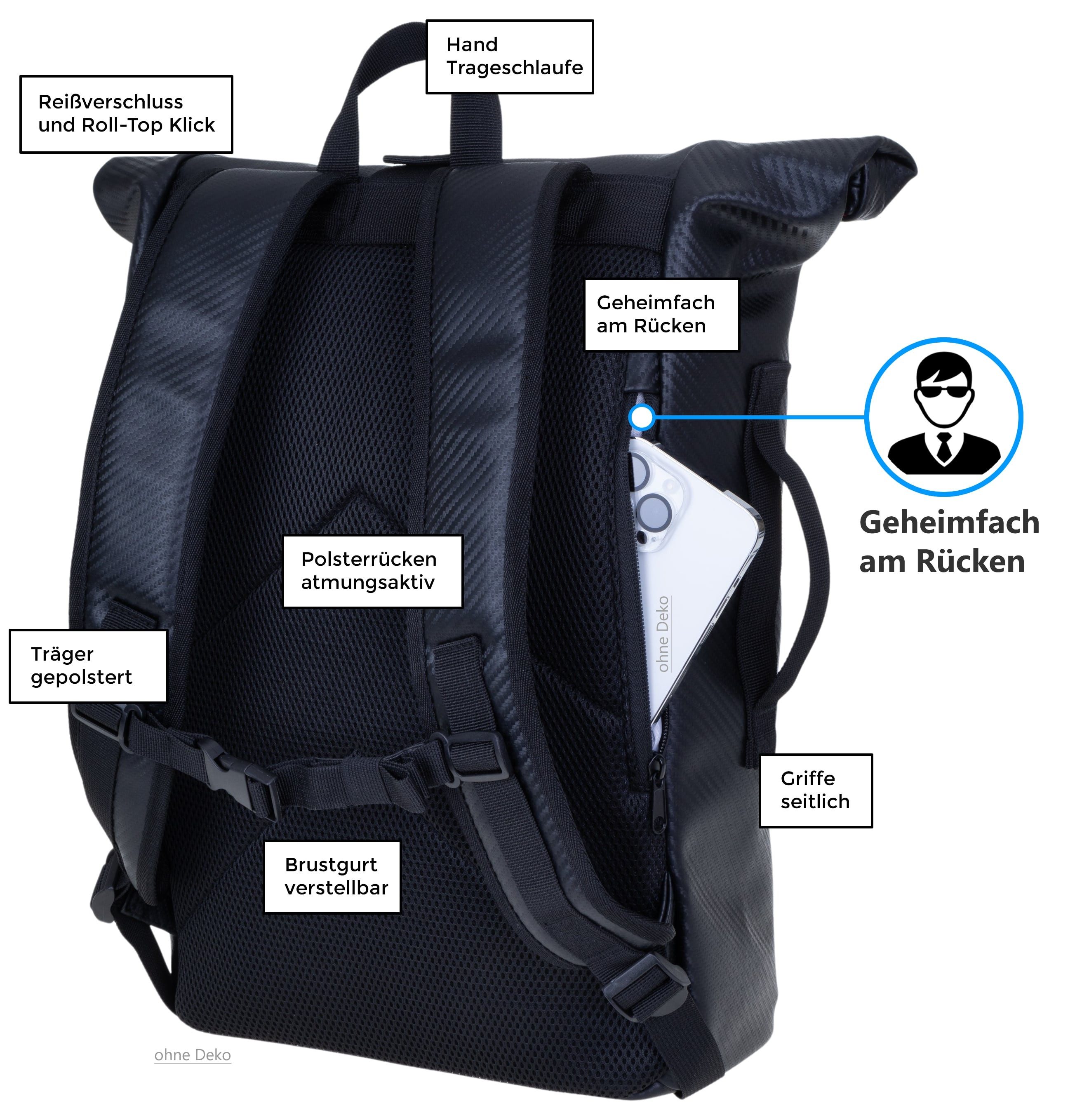 ELEPHANT Freizeitrucksack Time Bag aus Plane, Rucksack Laptoprucksack Daypack wasserabweisend + Trinkflasche