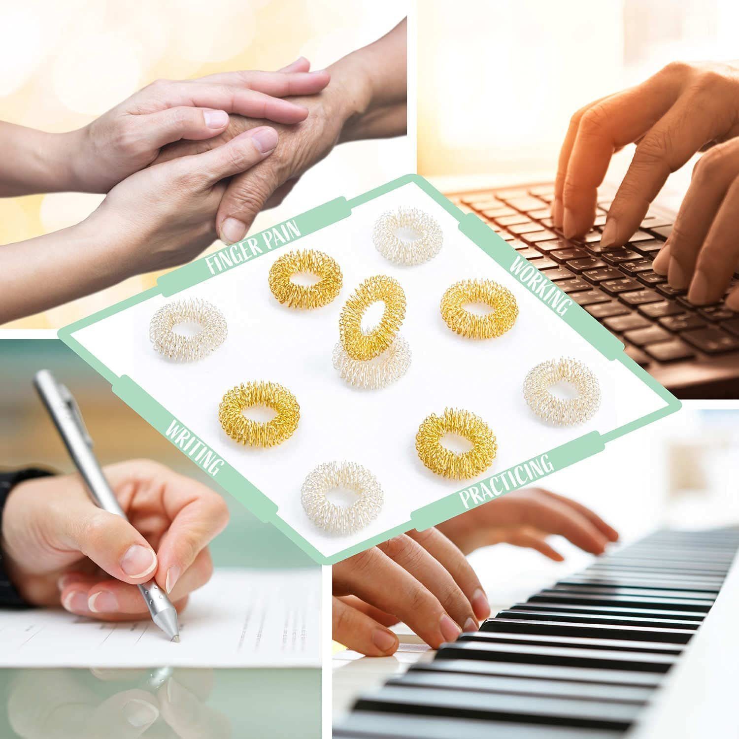 Body & Mind Shiatsu-Akupressurgerät Entspannungsmassageringe – Fingerakupressurringe für mehr Wohlbefinden, Yin Yang Ring Set 10-tlg., Wellnessmassage, Entspann – Bild 4 von 5