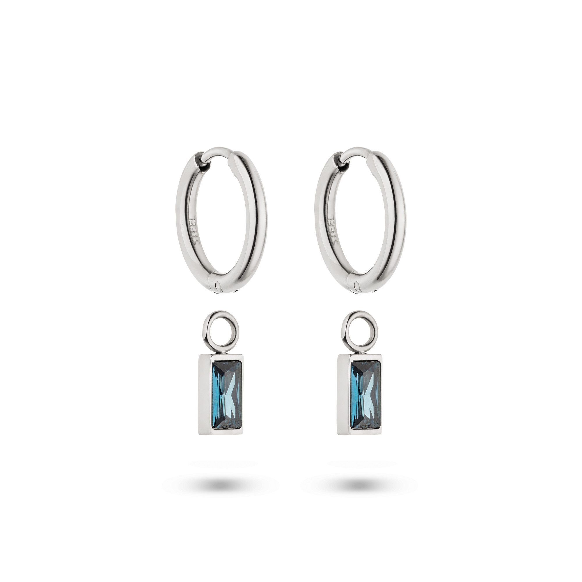 s.Oliver Paar Creolen Edelstahl Schmuck mit abnehmbaren Einhängern The Color Harmony, mit Zirkonia (synth)