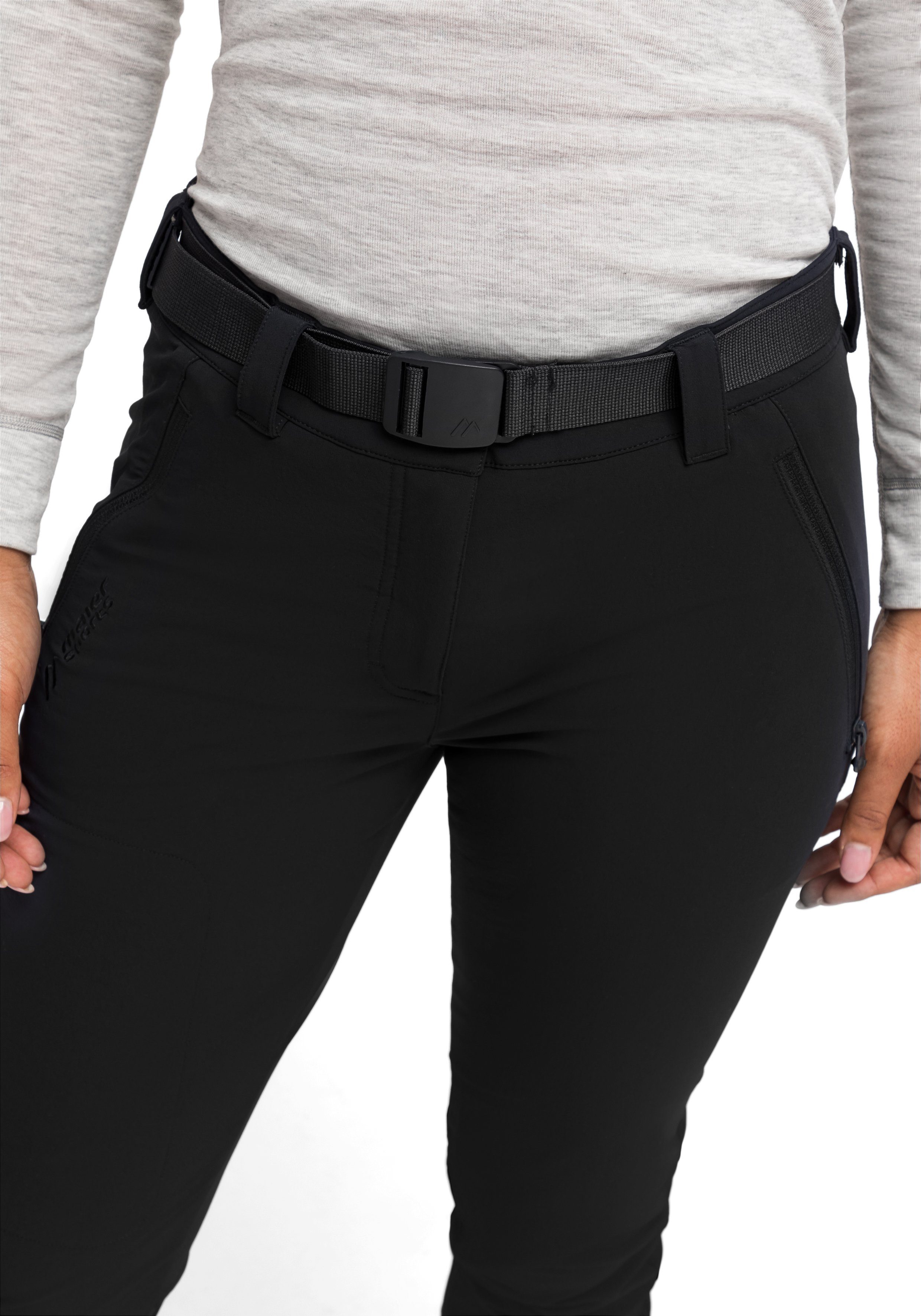 Funktionshose Slimfit, elastisch, Maier Trekkinghose, schwarz Lana Sports schnelltrocknend slim