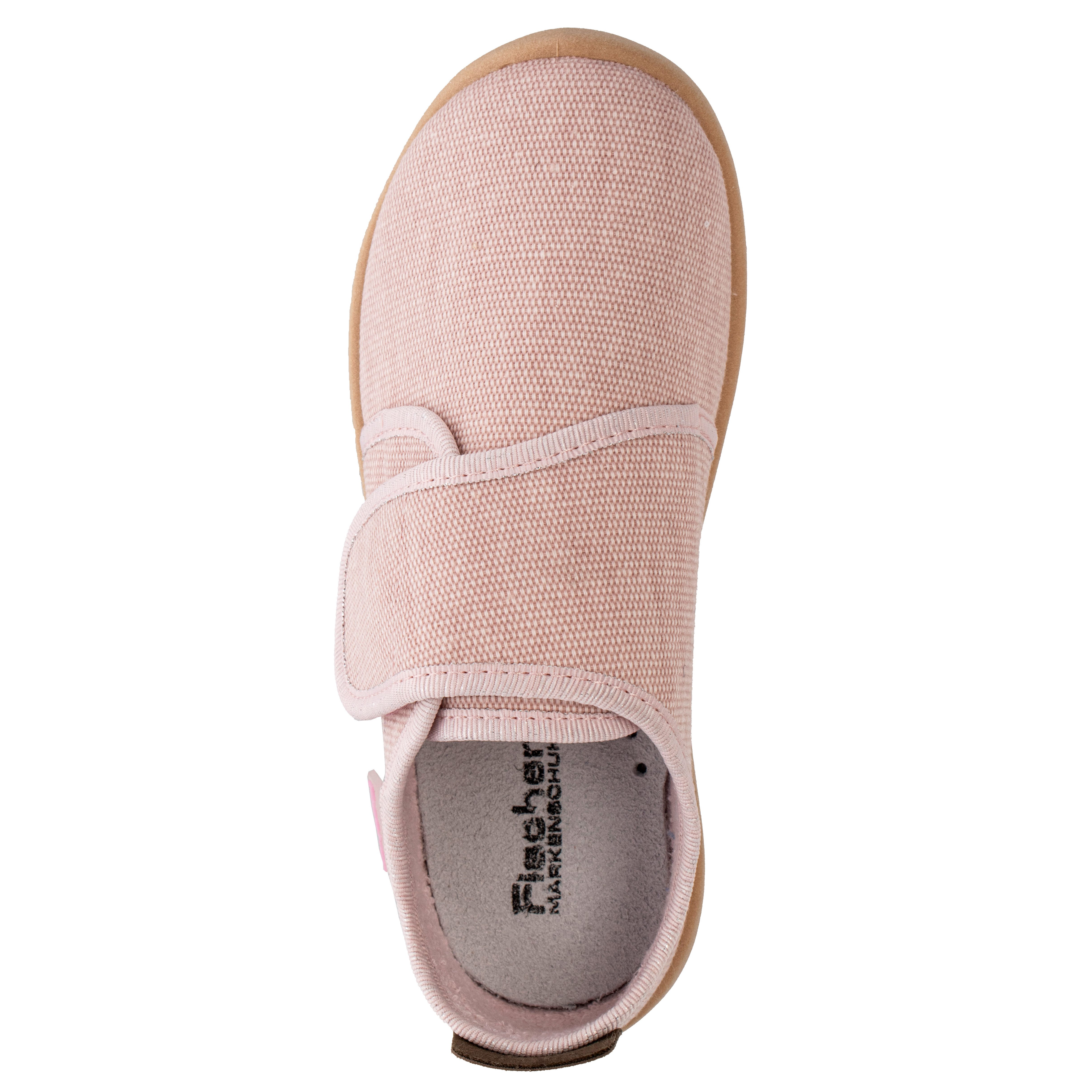 Fischer-Markenschuh Softer Hausschuh für Kinder, aus Baumwollleinen, mit Frotteefutter, Klettverschluss – Bild 3 von 5