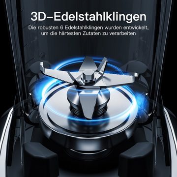 AMZCHEF Standmixer ZM5003, 1200,00 W, 1200W 20000 U/Min Standmixer Blender - 6 Pro-Scharfe 3D Klingen