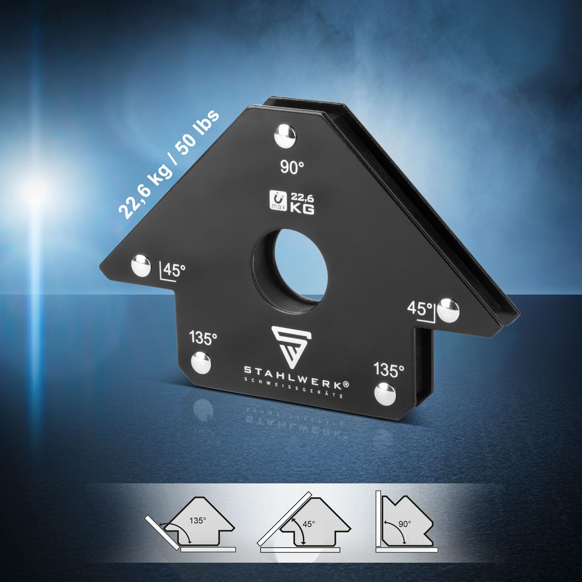 STAHLWERK Elektrowerkzeug-Set 4er Set Magnet-Schweißwinkel 22,6 kg 50 lbs