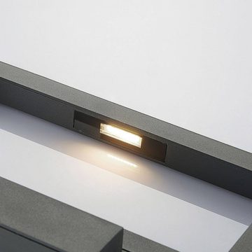 Lindby LED Außen-Wandleuchte Loki, LED-Leuchtmittel fest verbaut, warmweiß, Modern, Aluminium, Glas, dunkelgrau, 1 flammig, inkl. Leuchtmittel