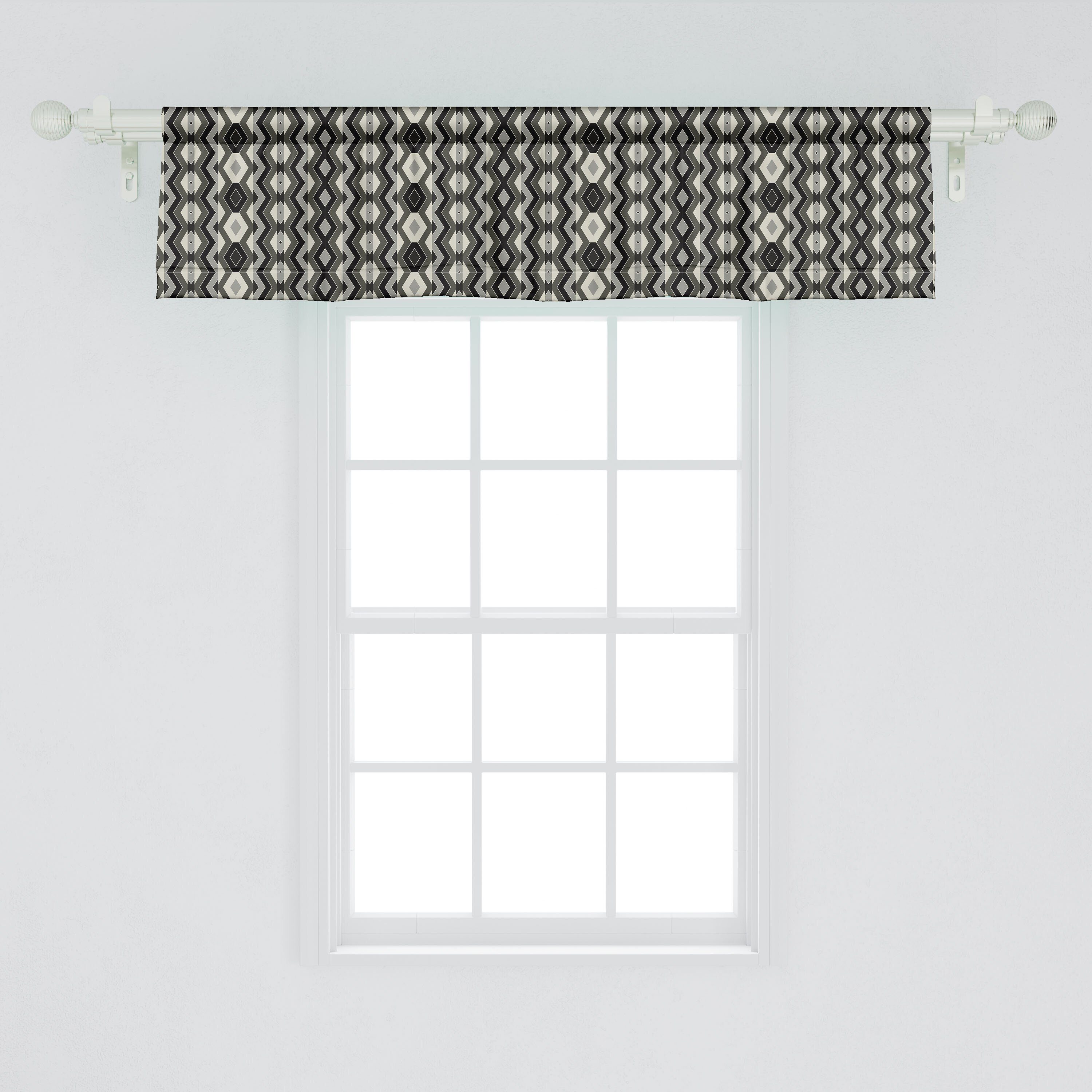 Küche Stangentasche, Chevron Vorhang Geometrisch Abakuhaus, für Microfaser, Zigzags Schlafzimmer Boho mit Dekor Scheibengardine Volant
