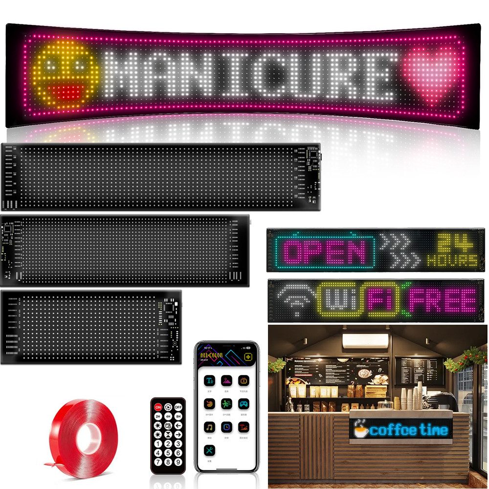 PRIISF Beleuchtetes Fensterbild LED Laufschrift Flexible WIFI Werbetafel Pa günstig online kaufen