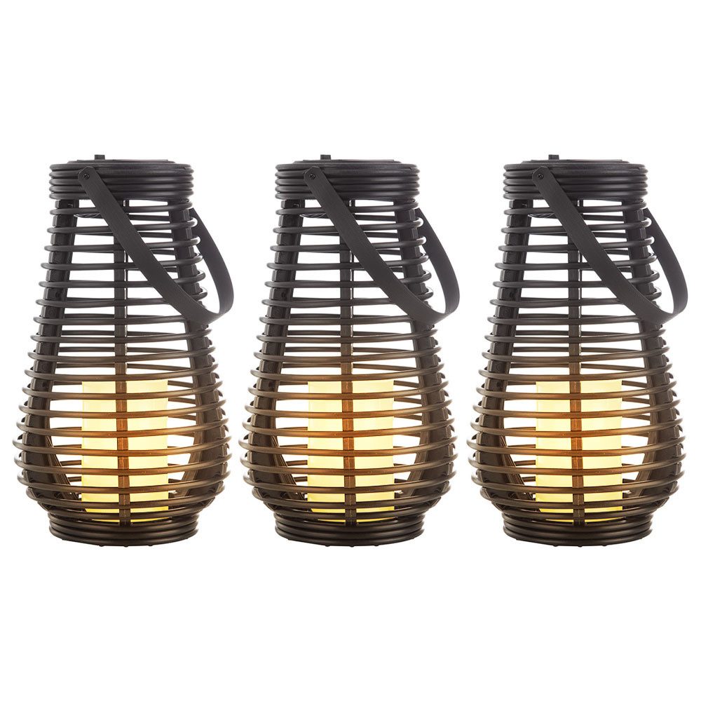 NOWA LED Solarleuchte, LED-Leuchtmittel fest verbaut, Solarlampe Gartendeko Laterne Außenlampe LED Feuereffekt 3er Set