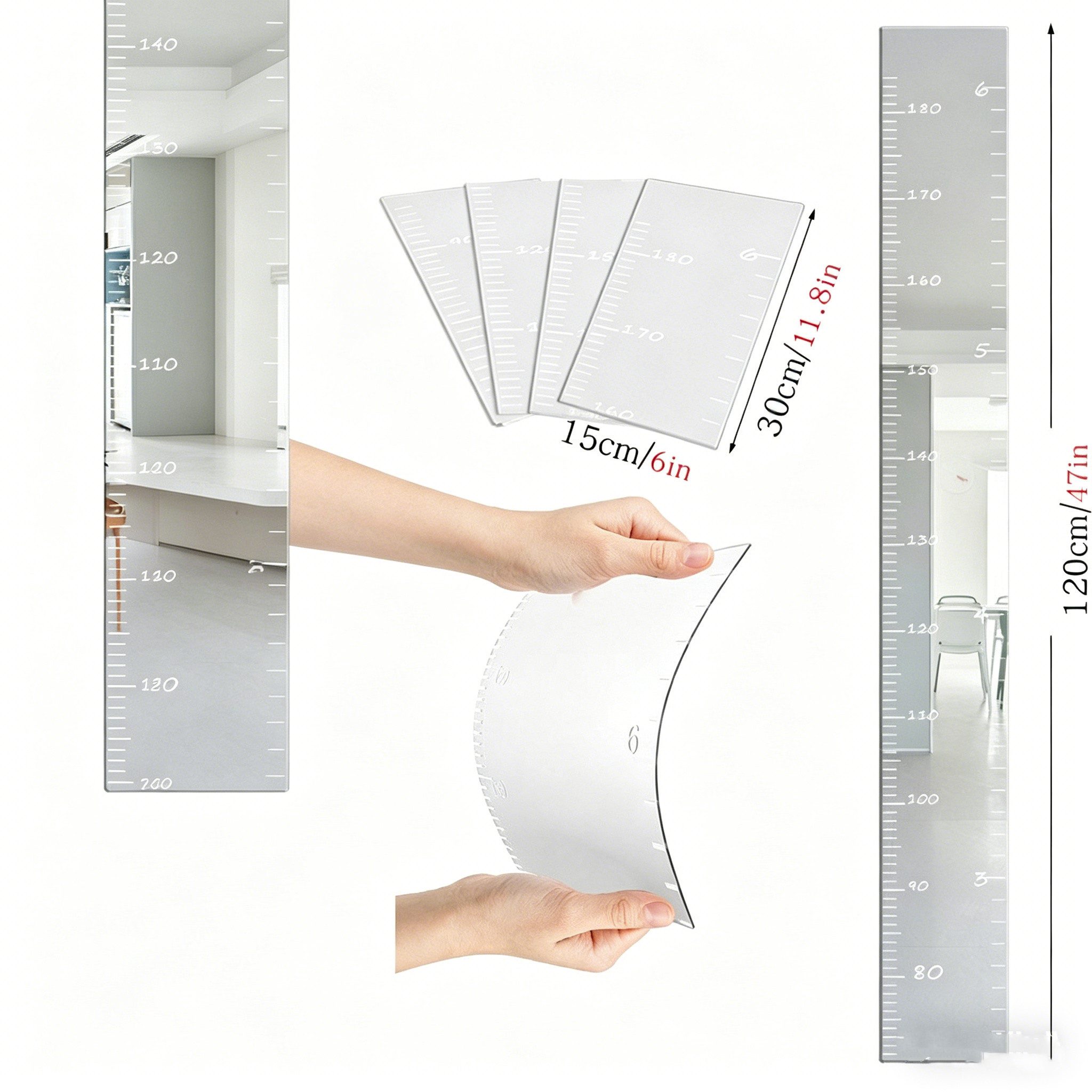 GarveeMore Körpermaßband Acrylhöhe Diagramm für Kinder Wand hängende Messregel, Wandaufkleber