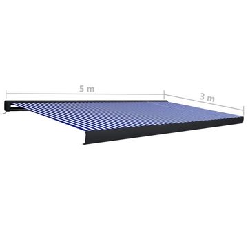 vidaXL Markise Kassettenmarkise mit Motor 500x300 cm Blau und Weiß