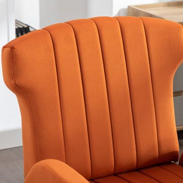 WISHDOR Loungesessel Sessel Relaxsessel Fernsehsessel Polsterstuhl, mit eitentaschen, Samt, mit goldenen Füßen