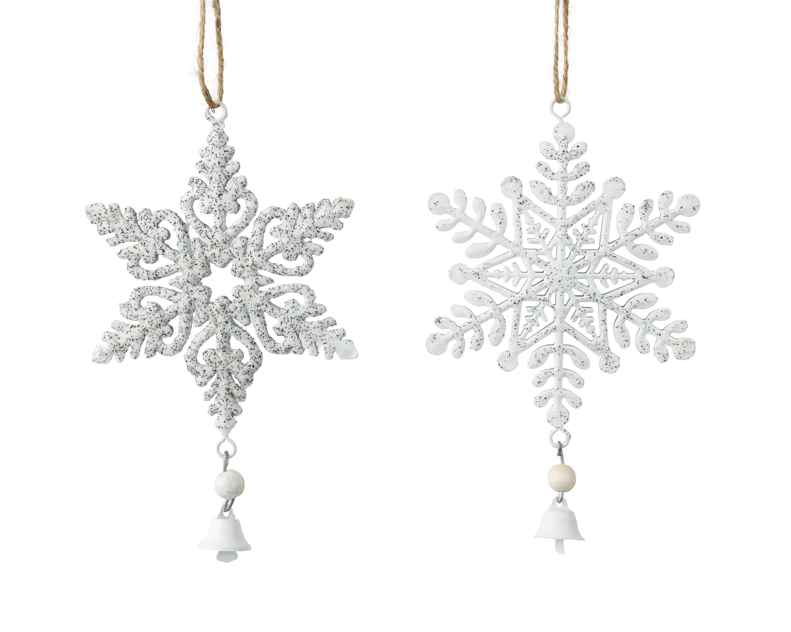 Kaemingk Christbaumschmuck, Christbaumschmuck Metall 18cm Schneeflocke Figur 1 Stück sort. Weiß