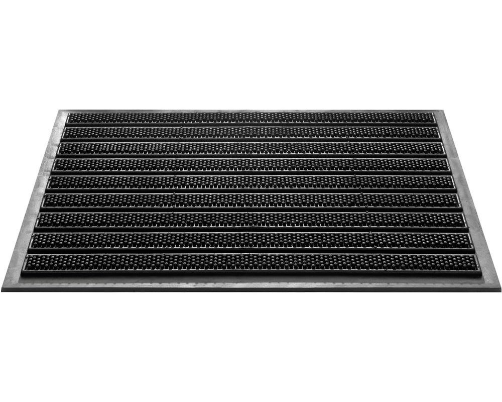 Fußmatte Bürsten Fussabtreter Streifen schwarz als Outdoor Gummi-Matte