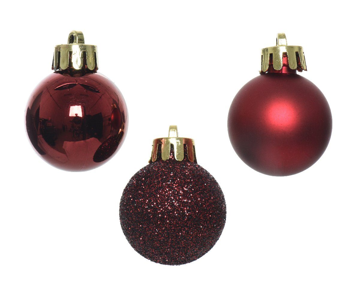 Kaemingk Weihnachtsbaumkugel, Weihnachtskugeln Kunststoff 3cm 14er Set - Ochsenblut