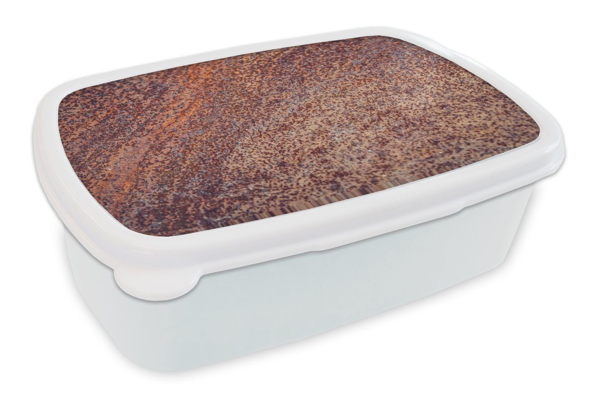 - weiß Brotbox und für Erwachsene, und für Jungs Brotdose, Mädchen Kinder Muster Rust Lunchbox - Kunststoff, (2-tlg), Abstrakt, MuchoWow