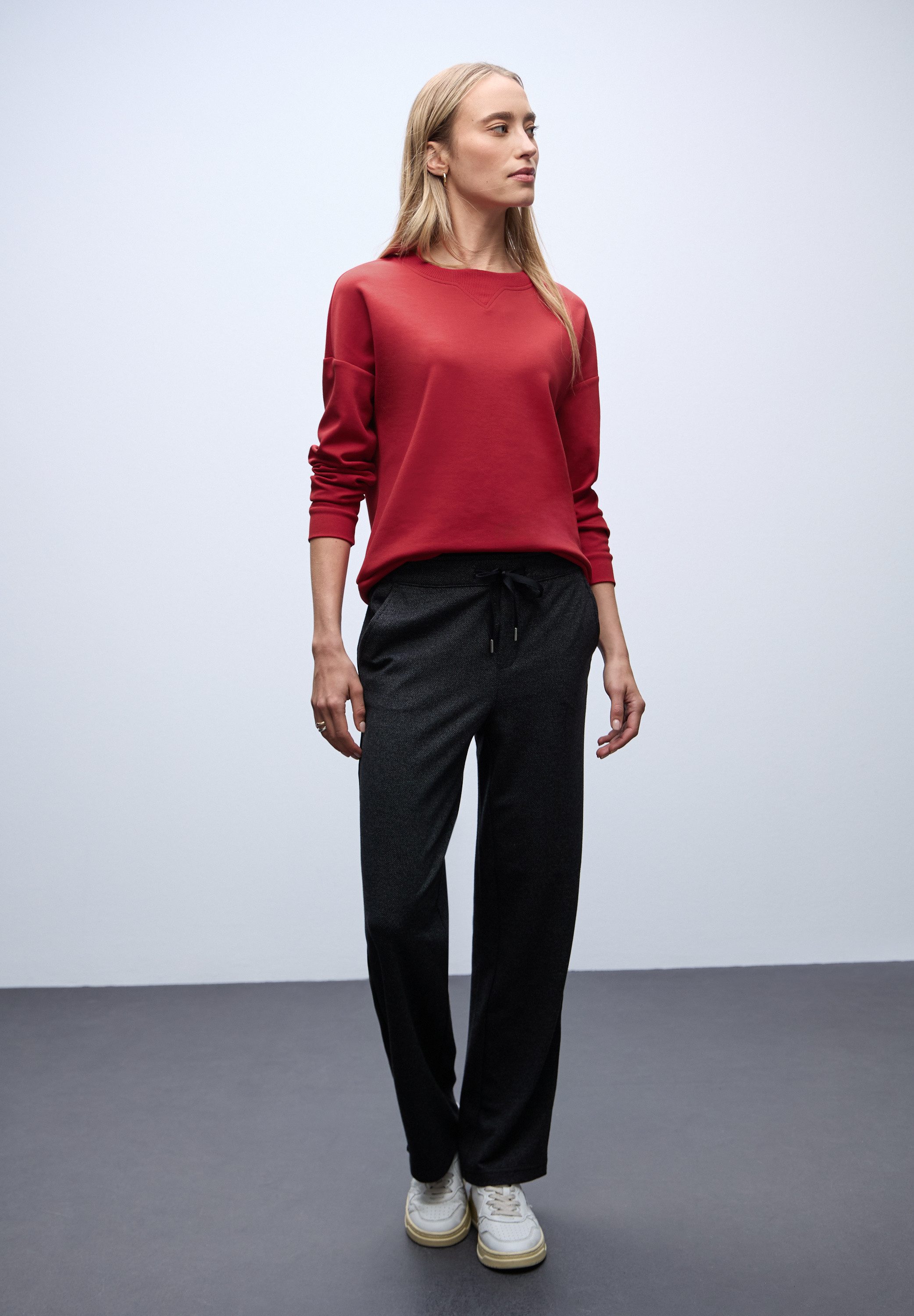 STREET ONE Sweater Rundhals mit Ripp-Detail