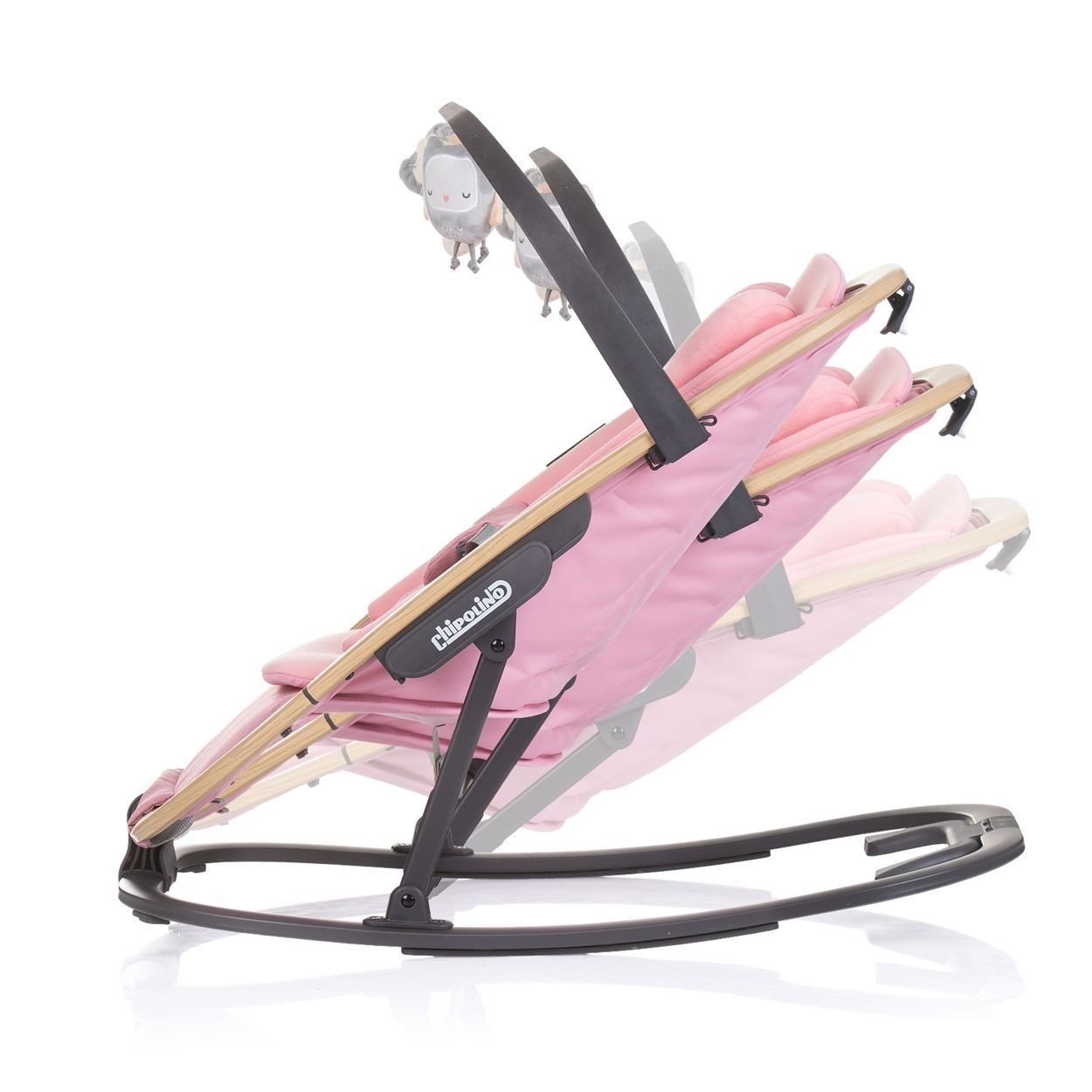 Chipolino Babywippe Senso, Holzoptik, Kopfstütze, 3-Punkt-Gurt, verstellbare Rückenlehne
