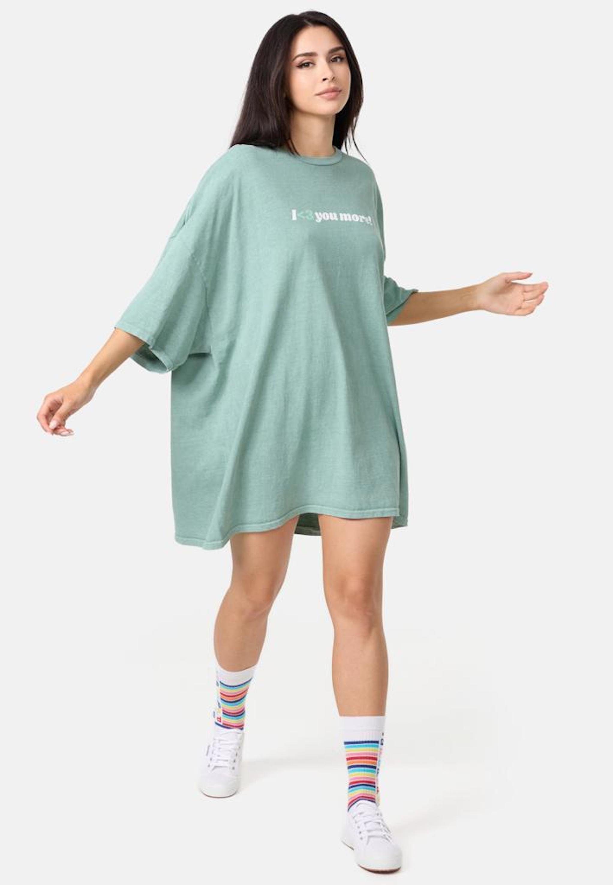 Worldclassca T-Shirt Worldclassca Oversized Print I Love T-Shirt lang Tee Sommer Oberteil