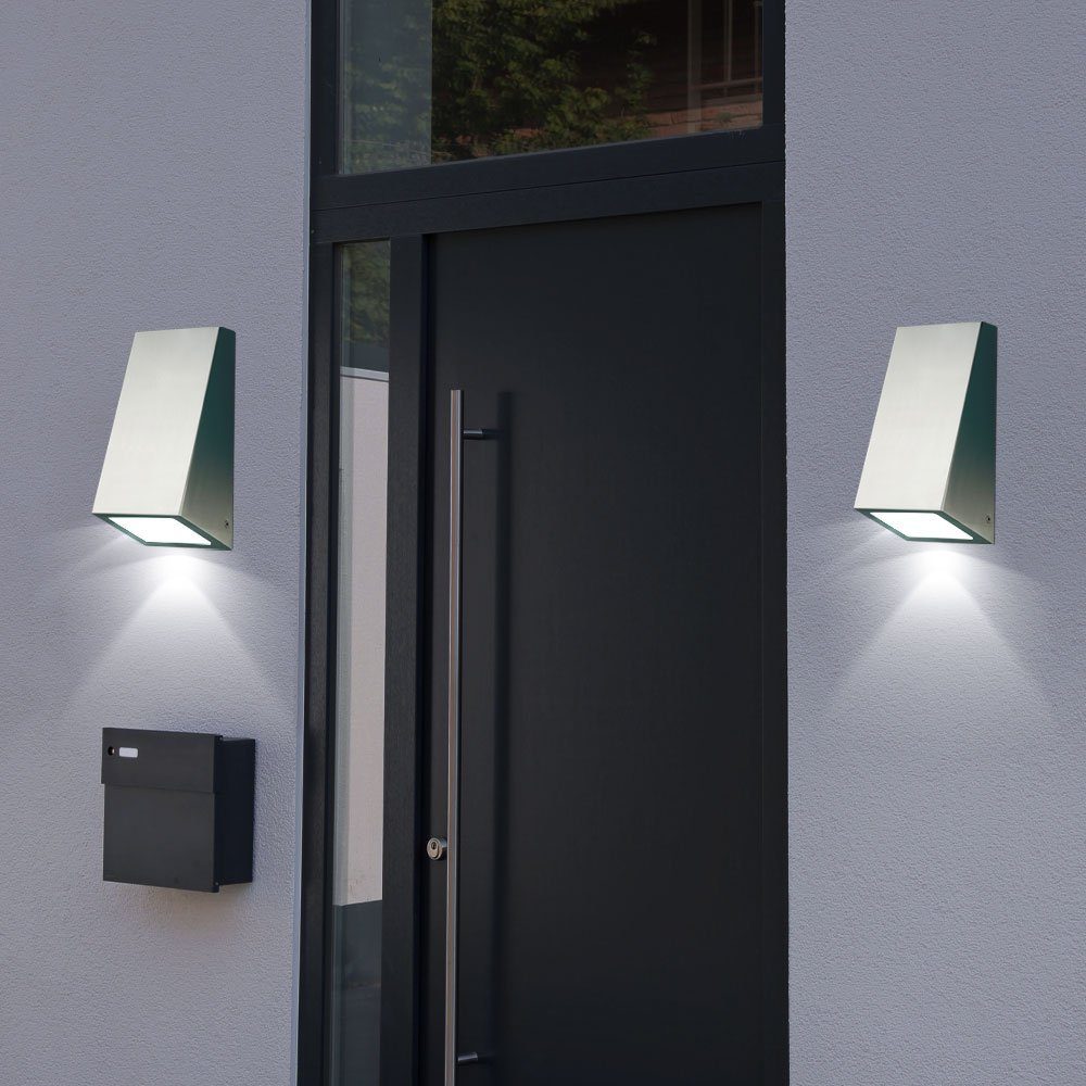 Beleuchtung LED Leuchte IP44 Wand Außen inklusive, Warmweiß, Edelstahl Leuchtmittel 3 Außen-Wandleuchte, Lampe Watt etc-shop