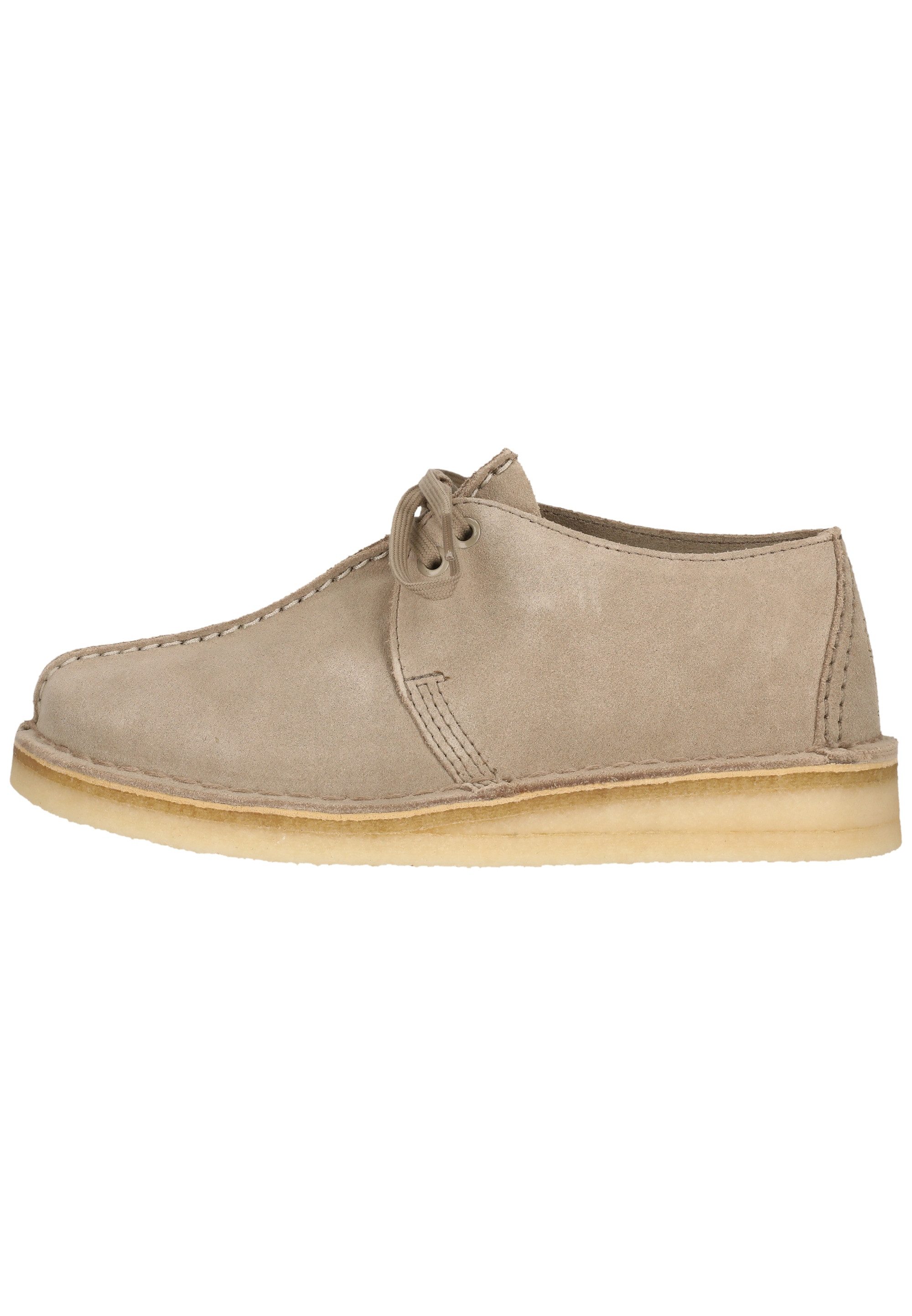 Clarks Desert Trek. Sand Suede Schnürschuh mit ikonischer Sohle