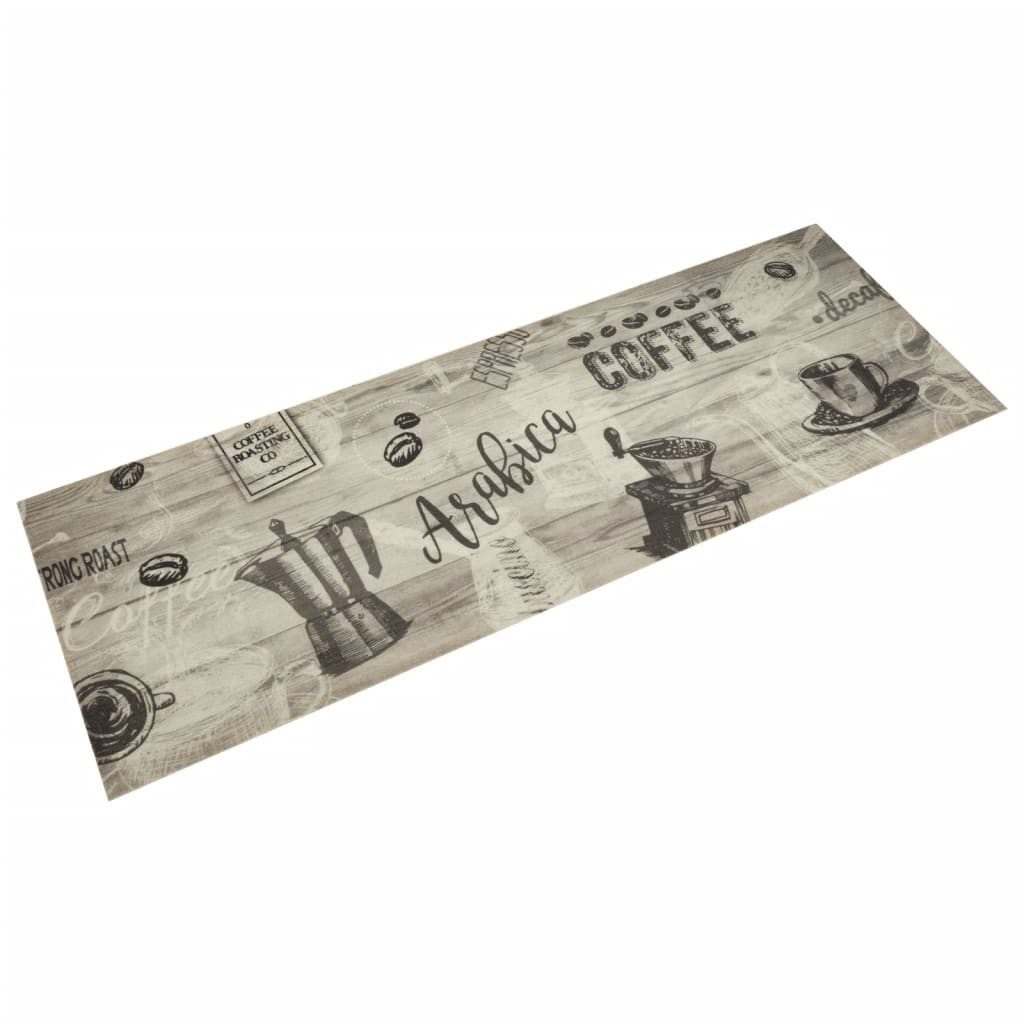 vidaXL Teppich Läufer Brücke Küchenteppich Waschbar Kaffee Grau 60x180 cm Samt, Höhe: 0 mm