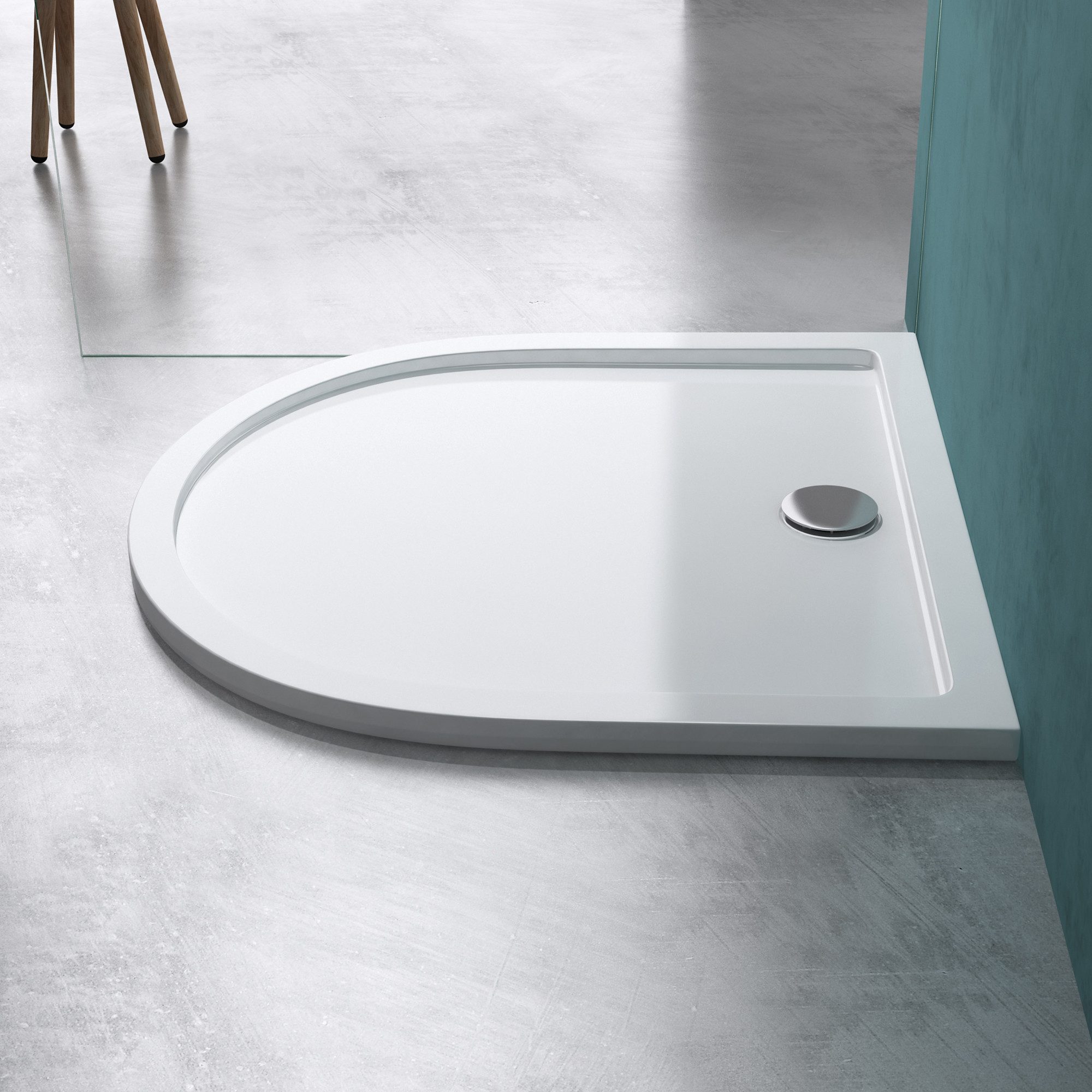 Mai & Mai Duschwanne Superflach Duschtasse Halbkreis Duschwanne 4cm Acrylwanne Faro4, Halbkreis, Acryl