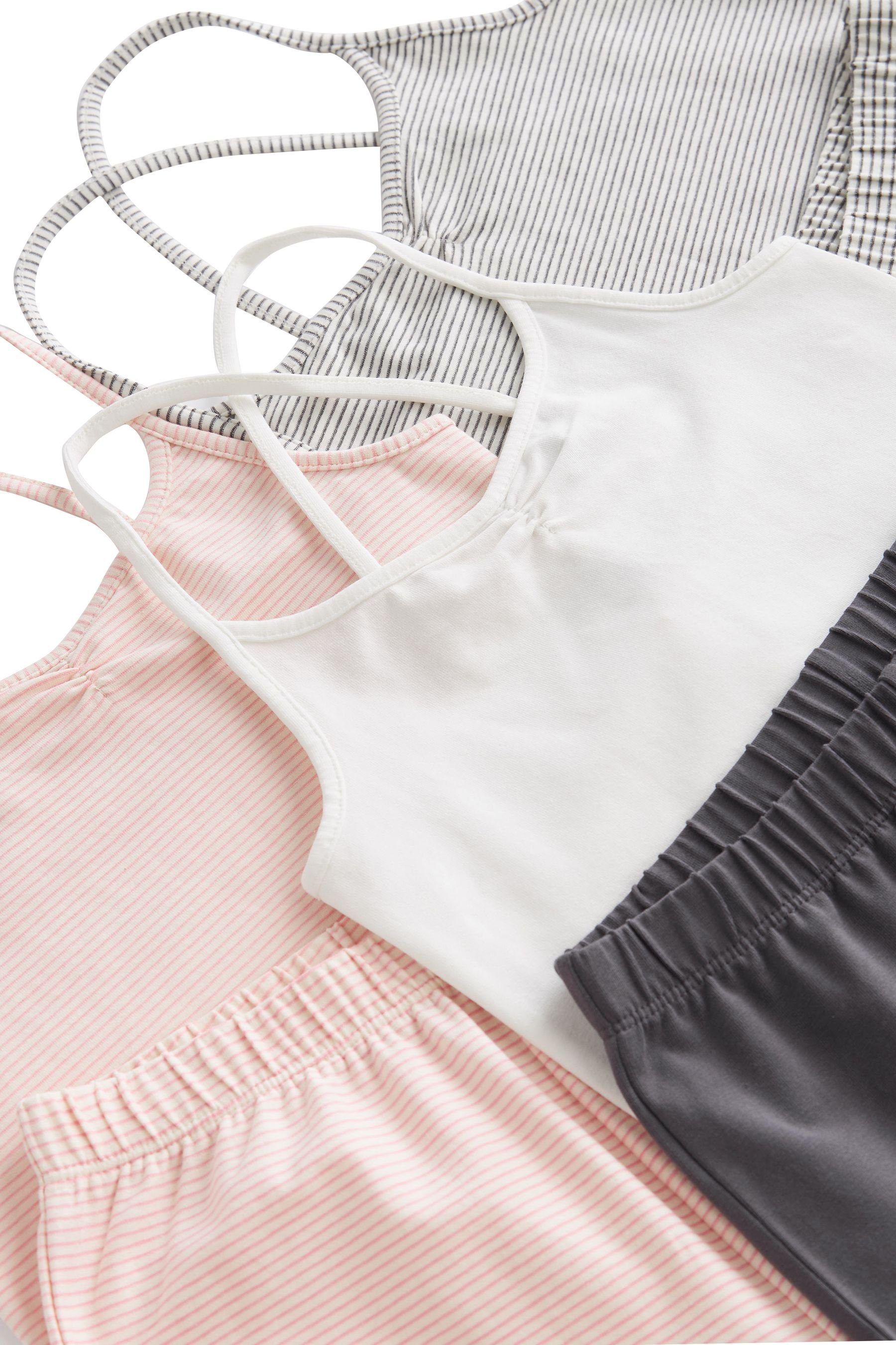 Trägertops mit Shorty-Schlafanzüge Black/White/Pink (6 tlg) Pyjama Next 3er-Pack