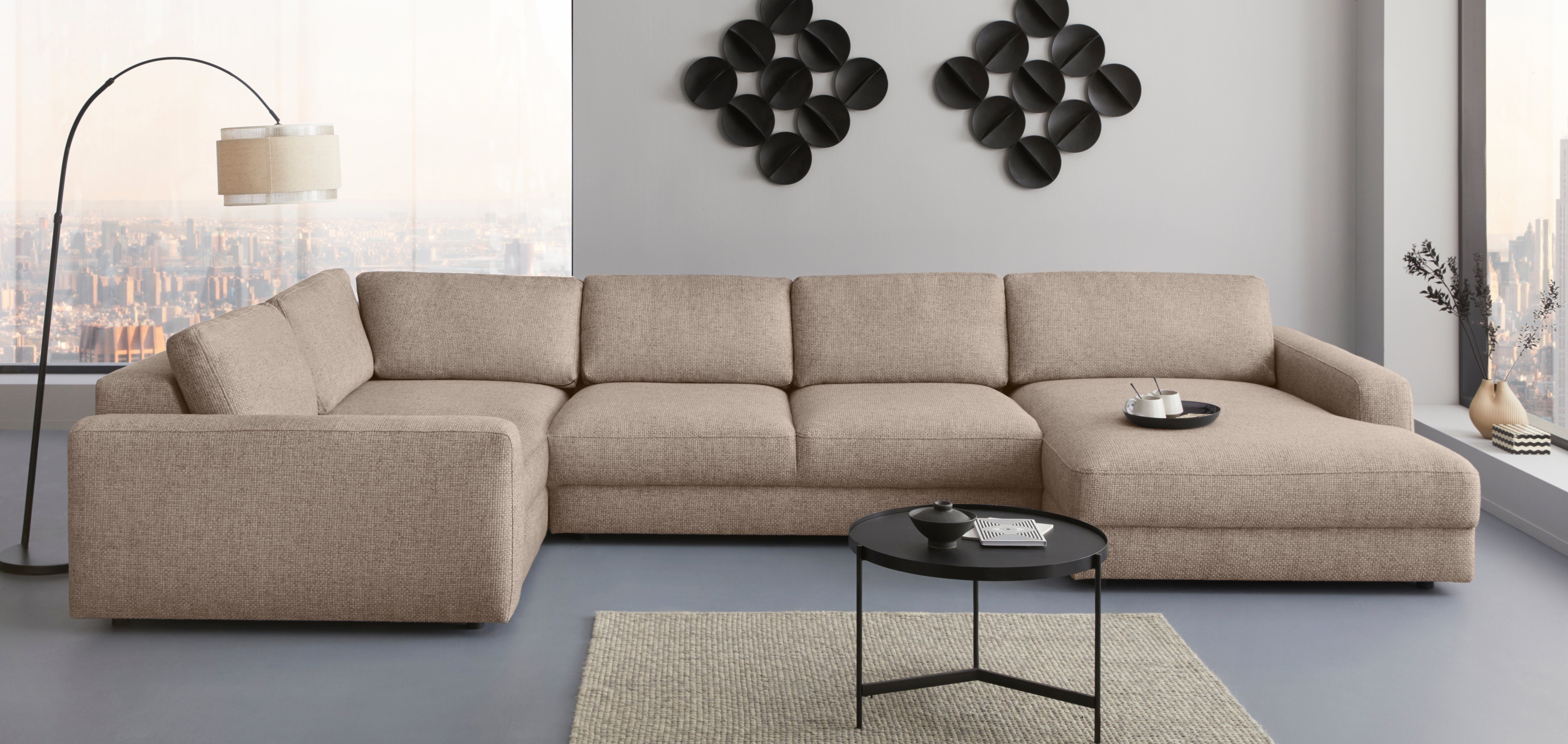 Home affaire Wohnlandschaft Bloomfield, Mega Polsterecke, Breite 390cm, viel Platz, U-Form, In verschiedenen Größen bestellbar