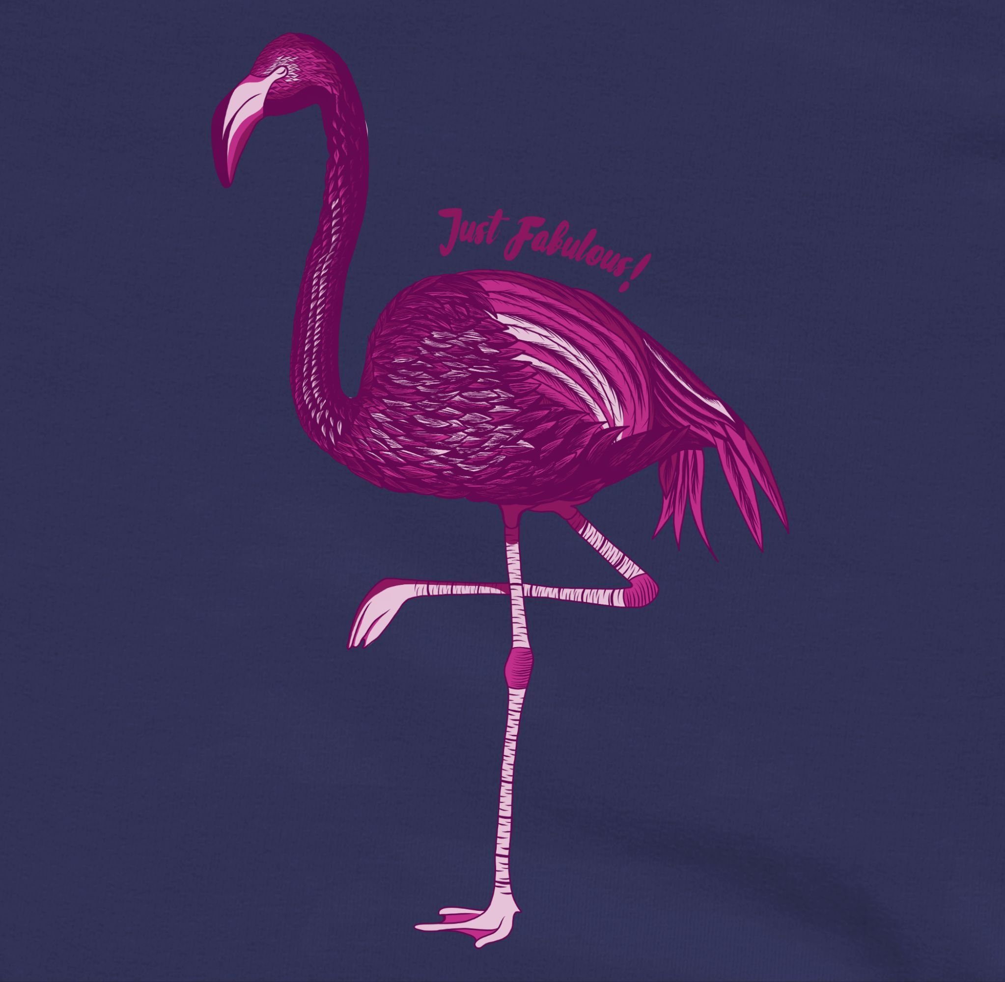 Shirtracer Sweatshirt Tiermotiv - Print Fabulous Animal Navy 1 Flamingo Blau Just