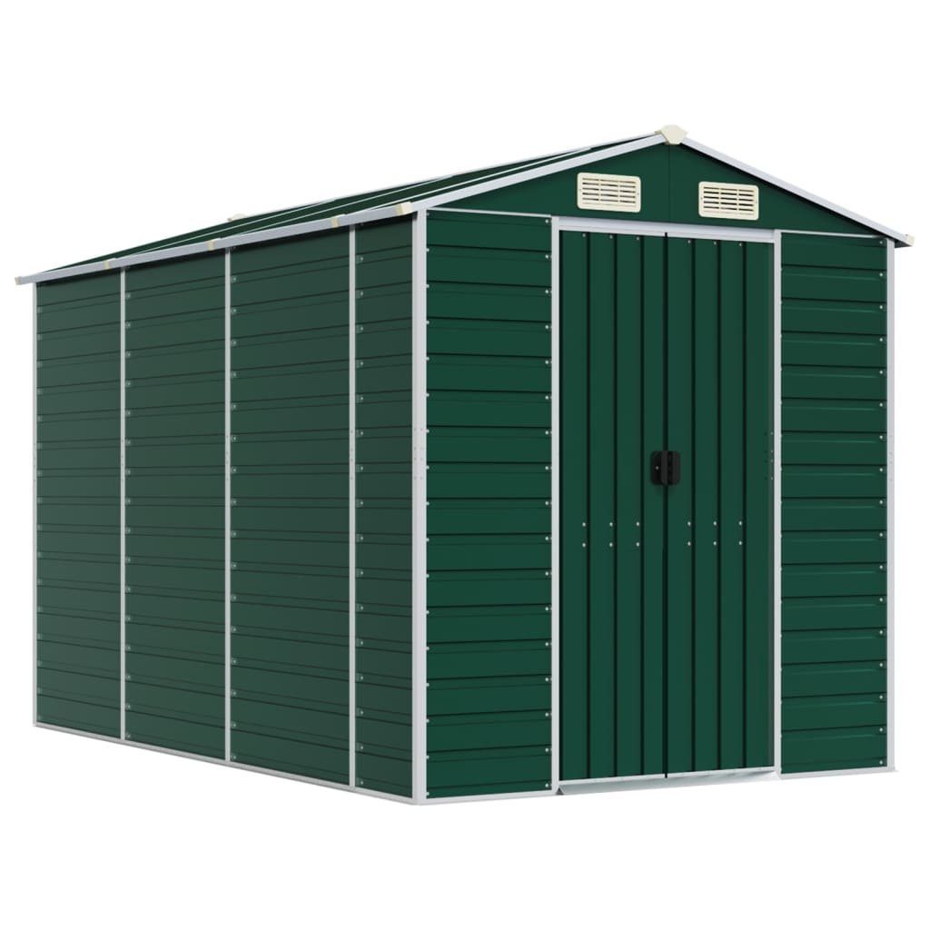 vidaXL Garten-Geräteschrank 191 x 300 x 198 cm Gerätehaus Grün 191x300x198 cm Verzinkter Stahl