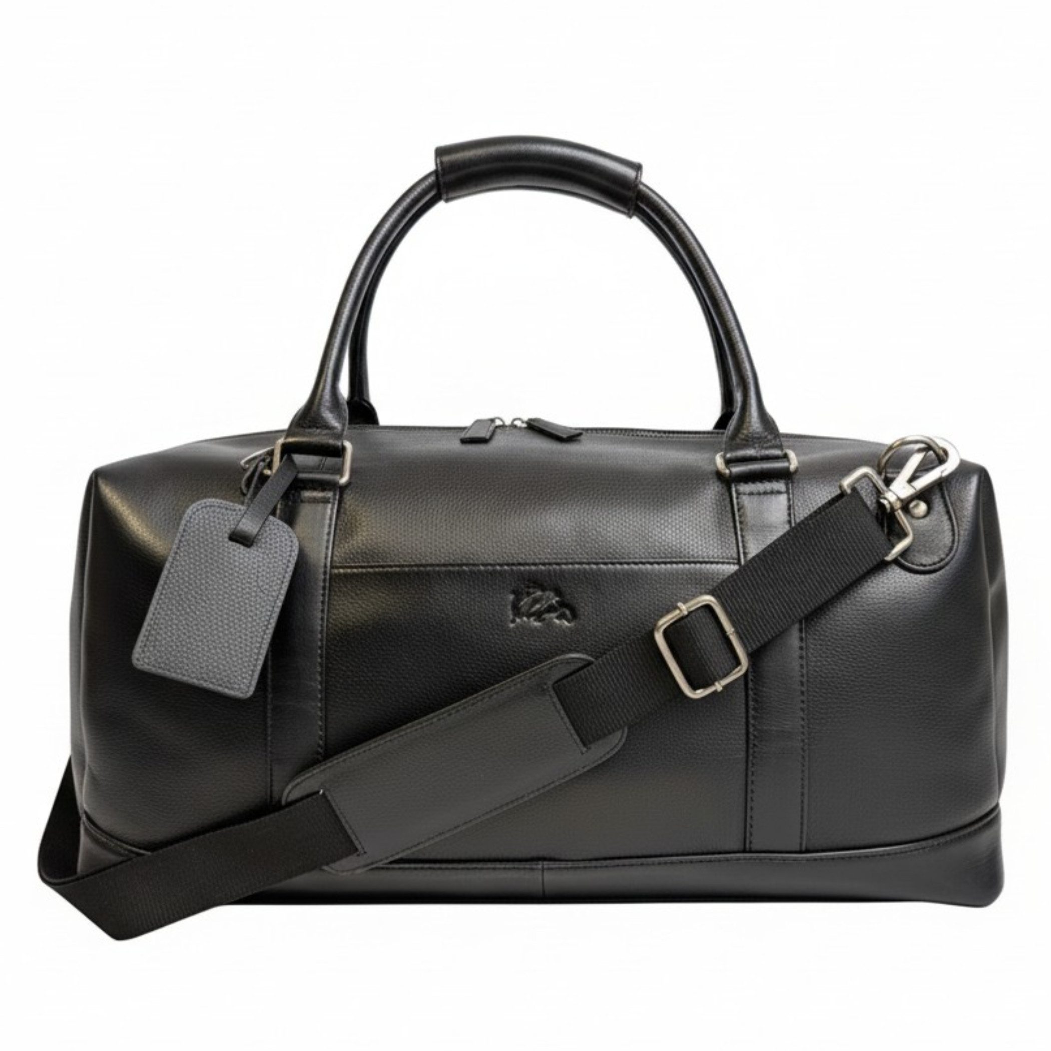 Ella Eisvogel Weekender Premium Nappaleder Reisetasche Schwarz - mit Schulterriemen, Feinstes Rind-Nappaleder, Echtleder, Sporttasche, Leder Weekender