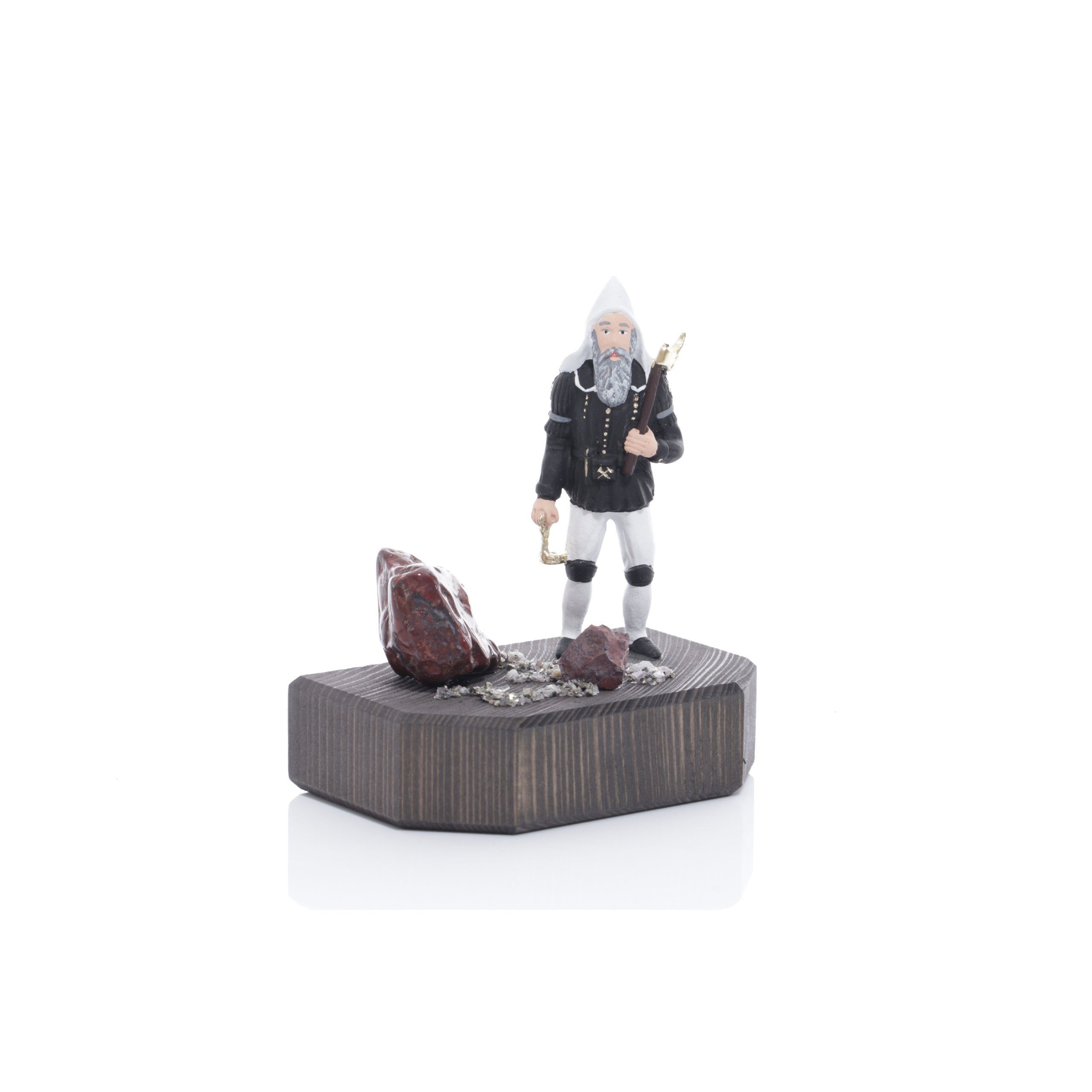 Weihnachtsfigur Miniaturbergwerk Sockel Bergmann Altvater mit Edelstein bunt BxHxT
