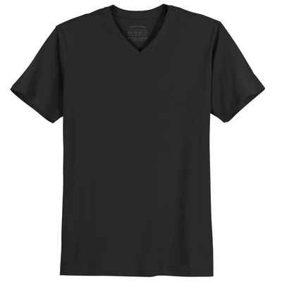 redfield V-Shirt Große Größen Herren T-Shirt schwarz Redfield V-Ausschnitt Quentin