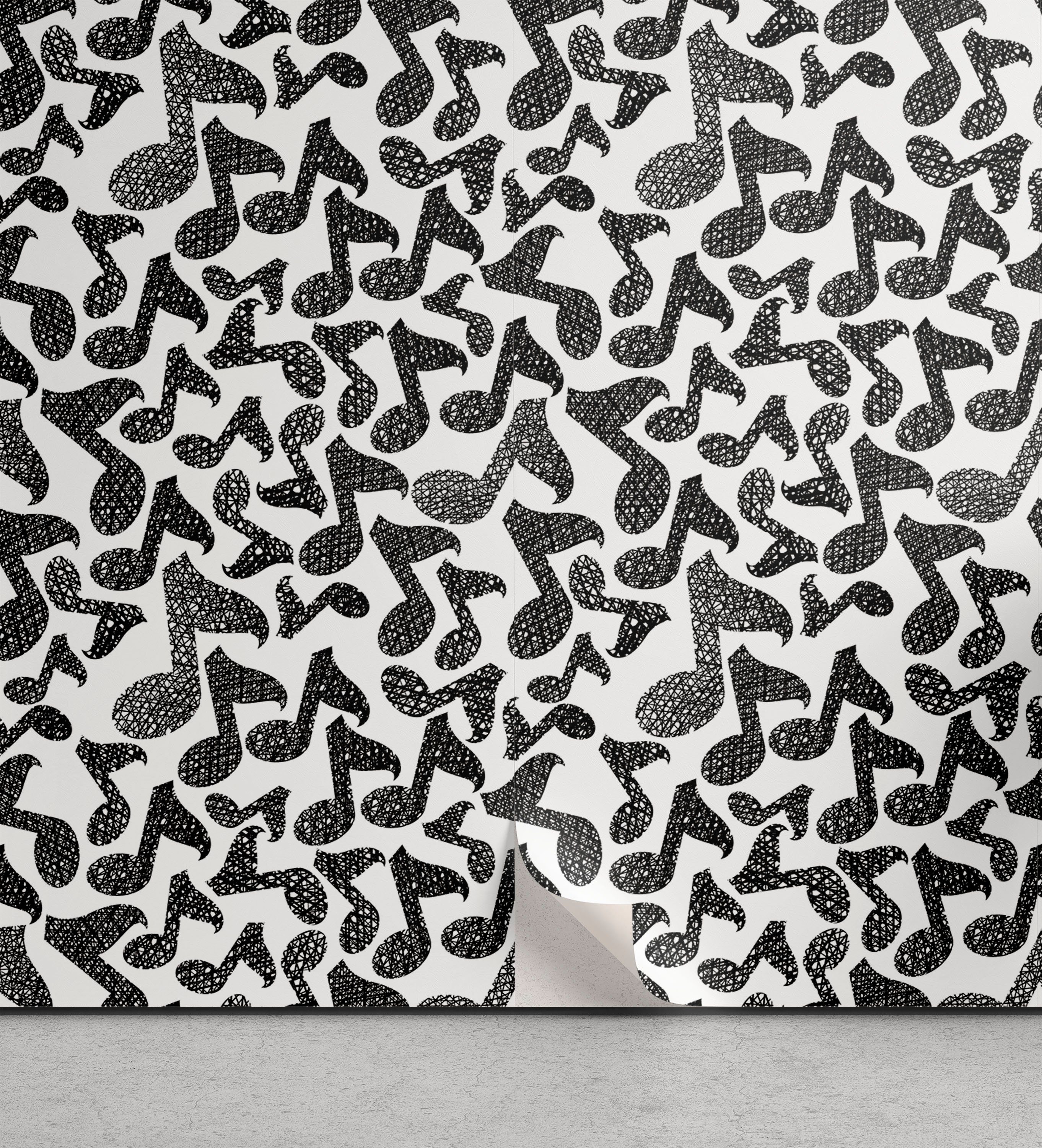 Abakuhaus Vinyltapete selbstklebendes Art Sketchy Musik Hinweise Wohnzimmer Doodle Küchenakzent