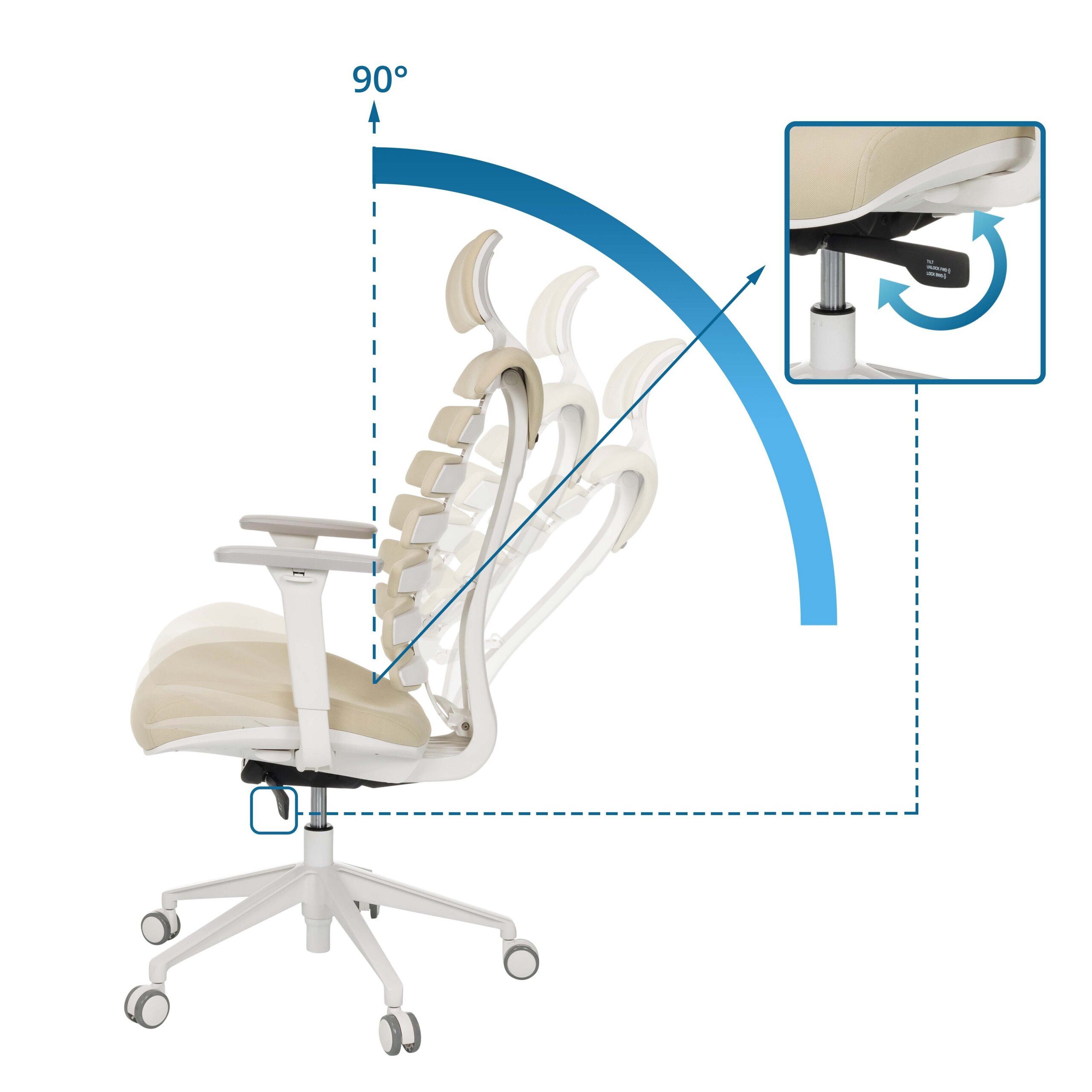 hjh OFFICE Drehstuhl Profi Bürostuhl Ergo Line W Stoff mit Armlehnen (1 St), Ergonomischer Chefsessel, Schreibtischstuhl höhenverstellbar